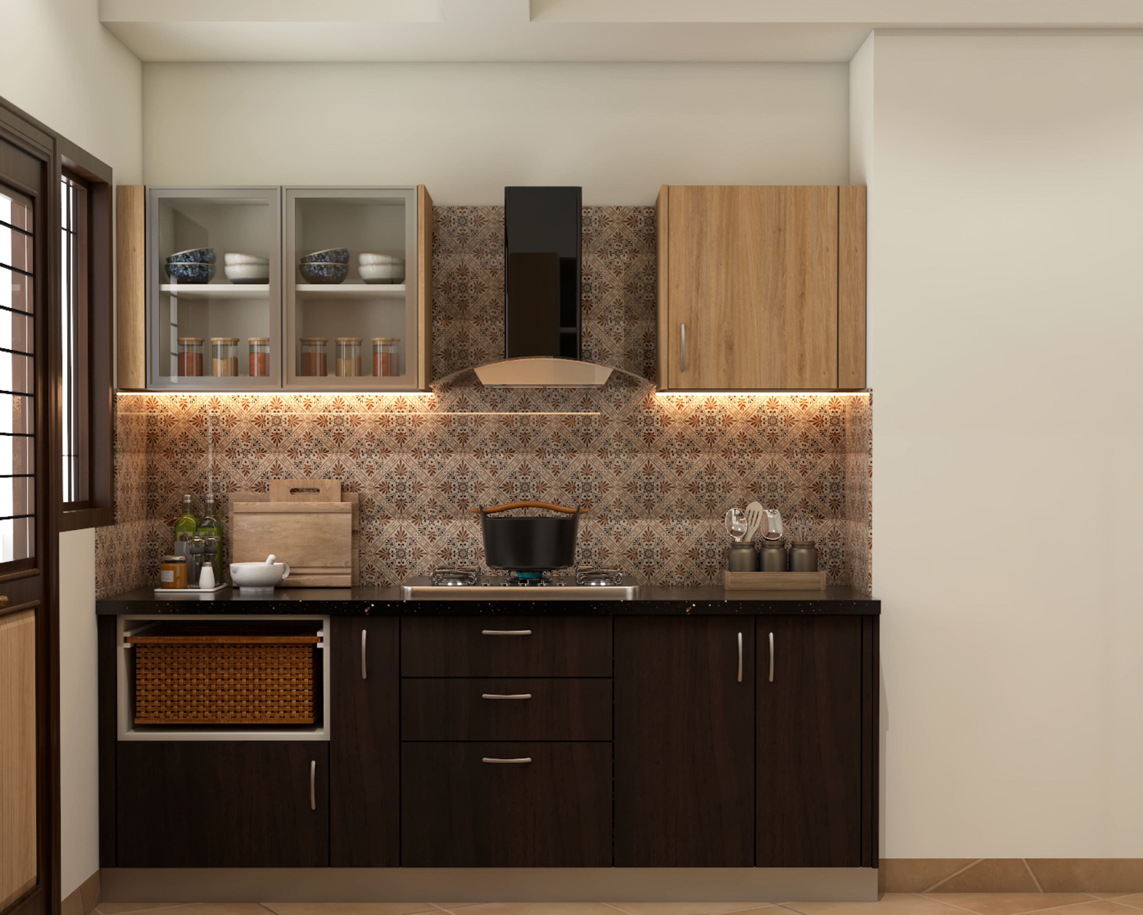 Contemporary Themed Spacious Modular Kitchen Design