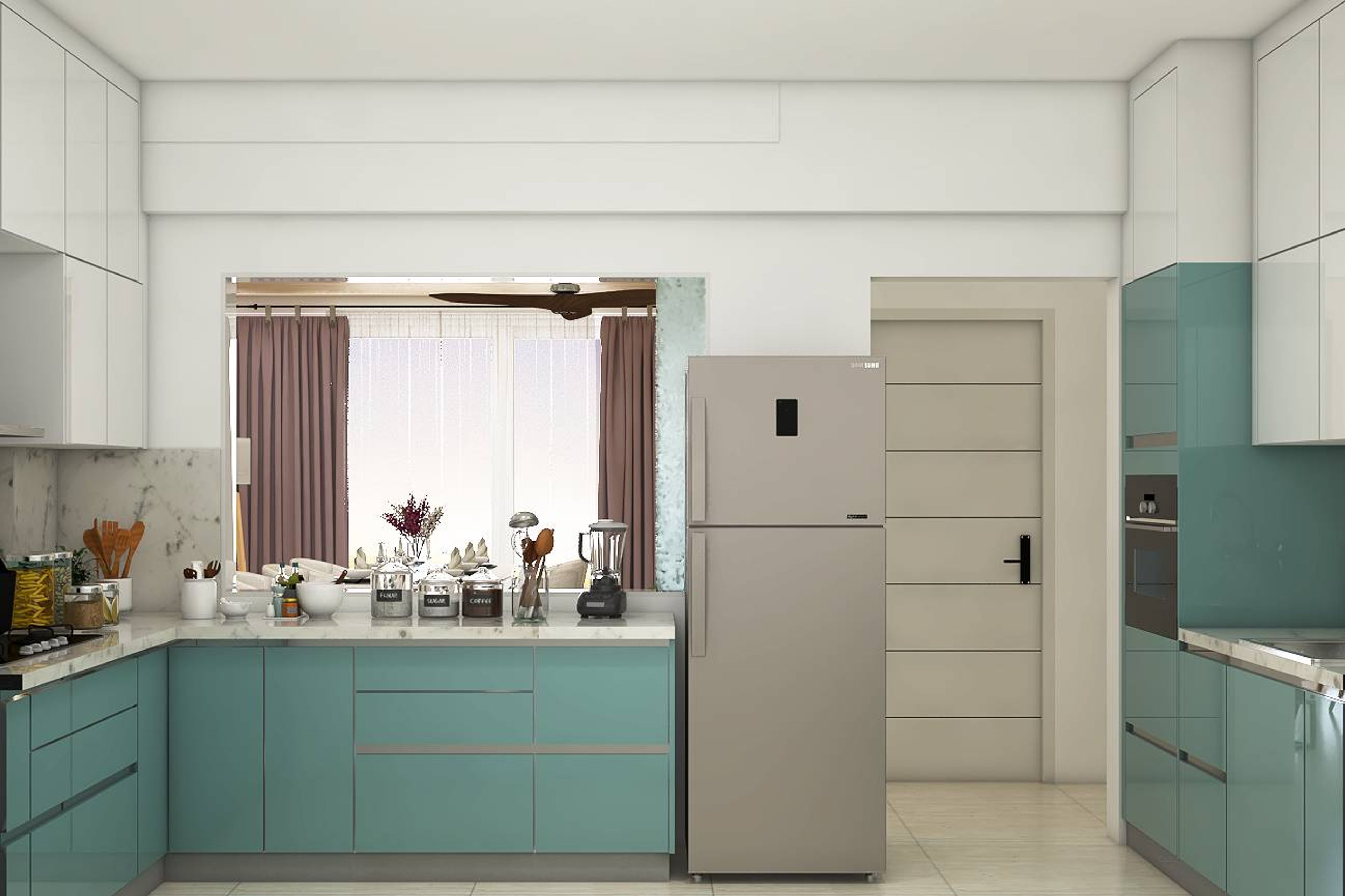 Modern Modular Kitchen Design With Dual-Toned Cabinets