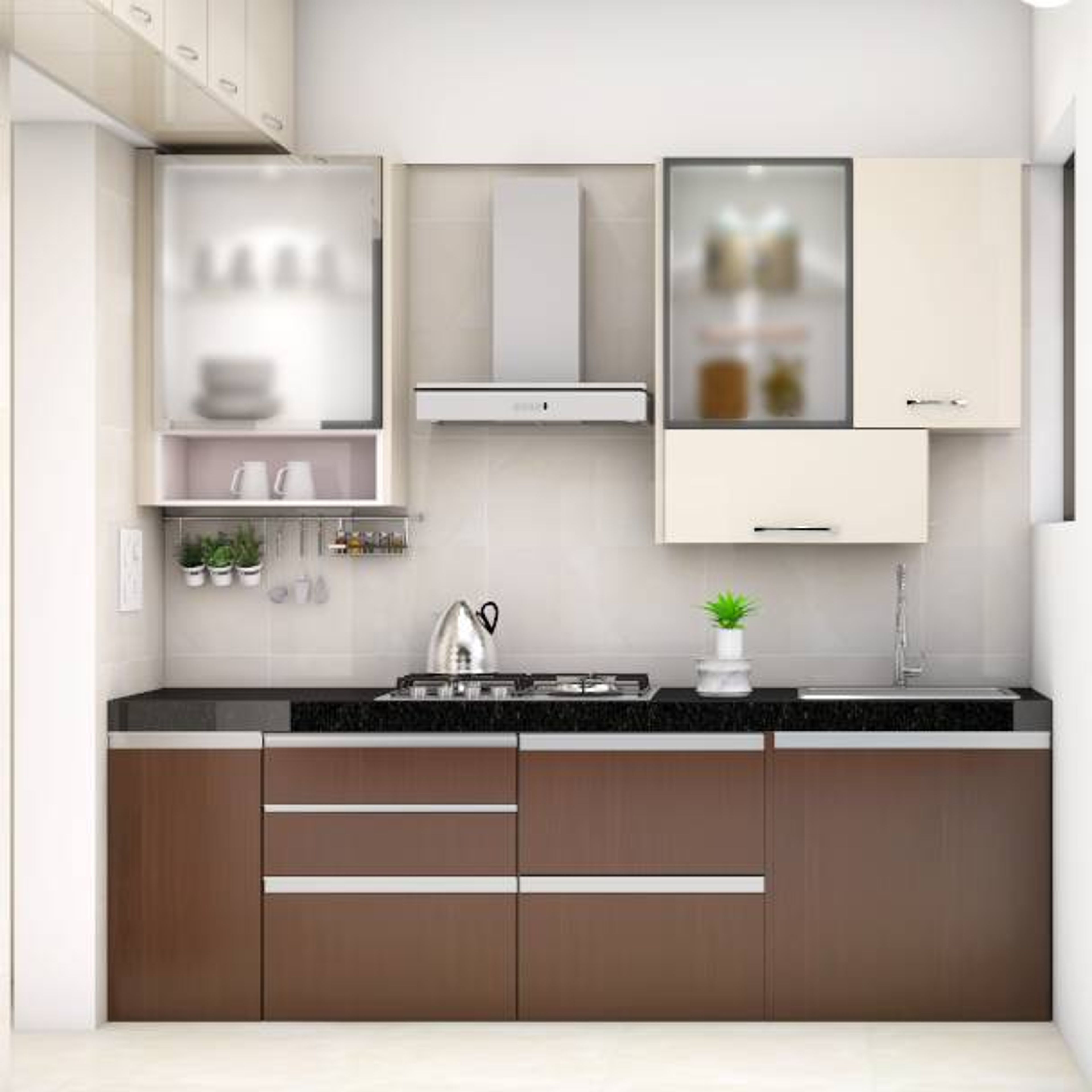 Contemporary Style Compact Sized Kitchen Design