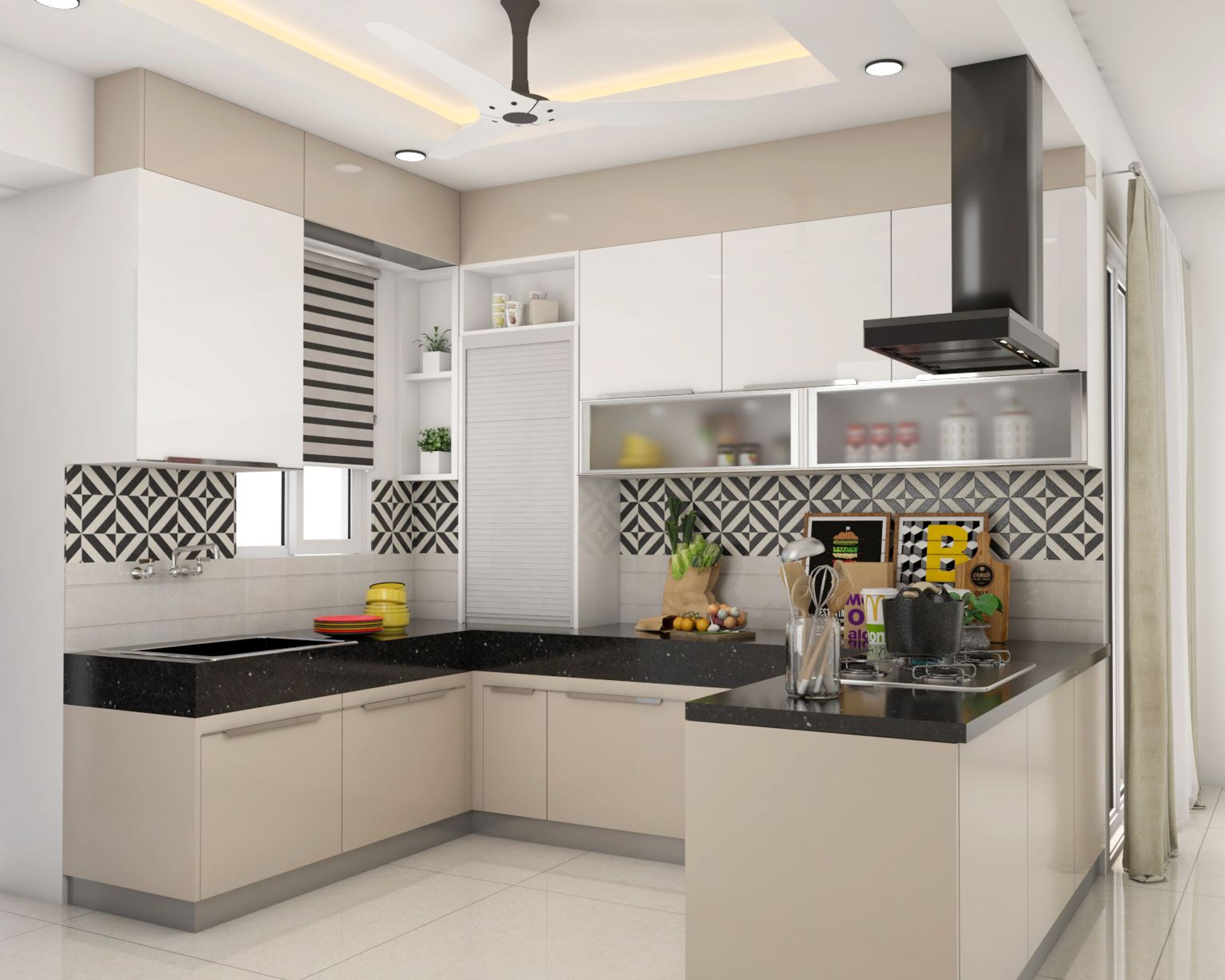 Spacious Open Kitchen Design - Livspace