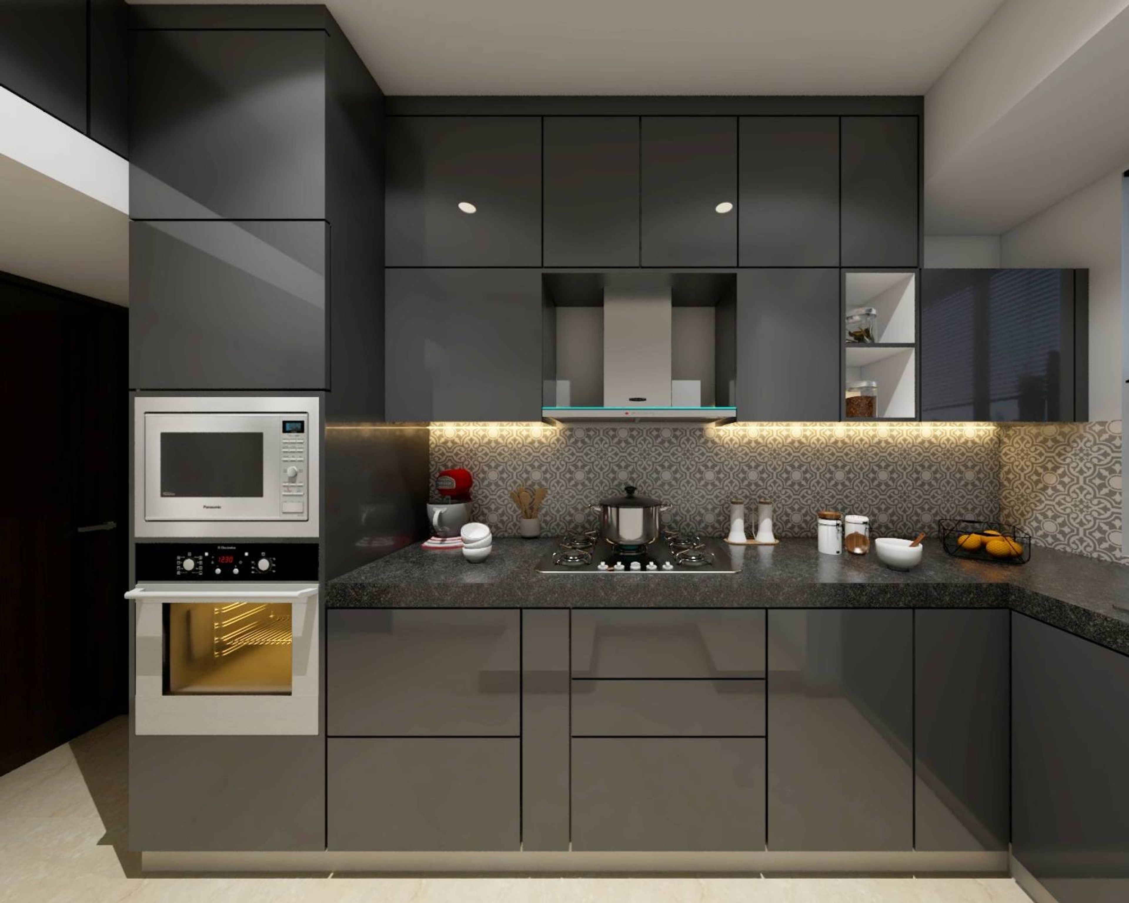 Modern Style Compact Sized Modular Kitchen Design