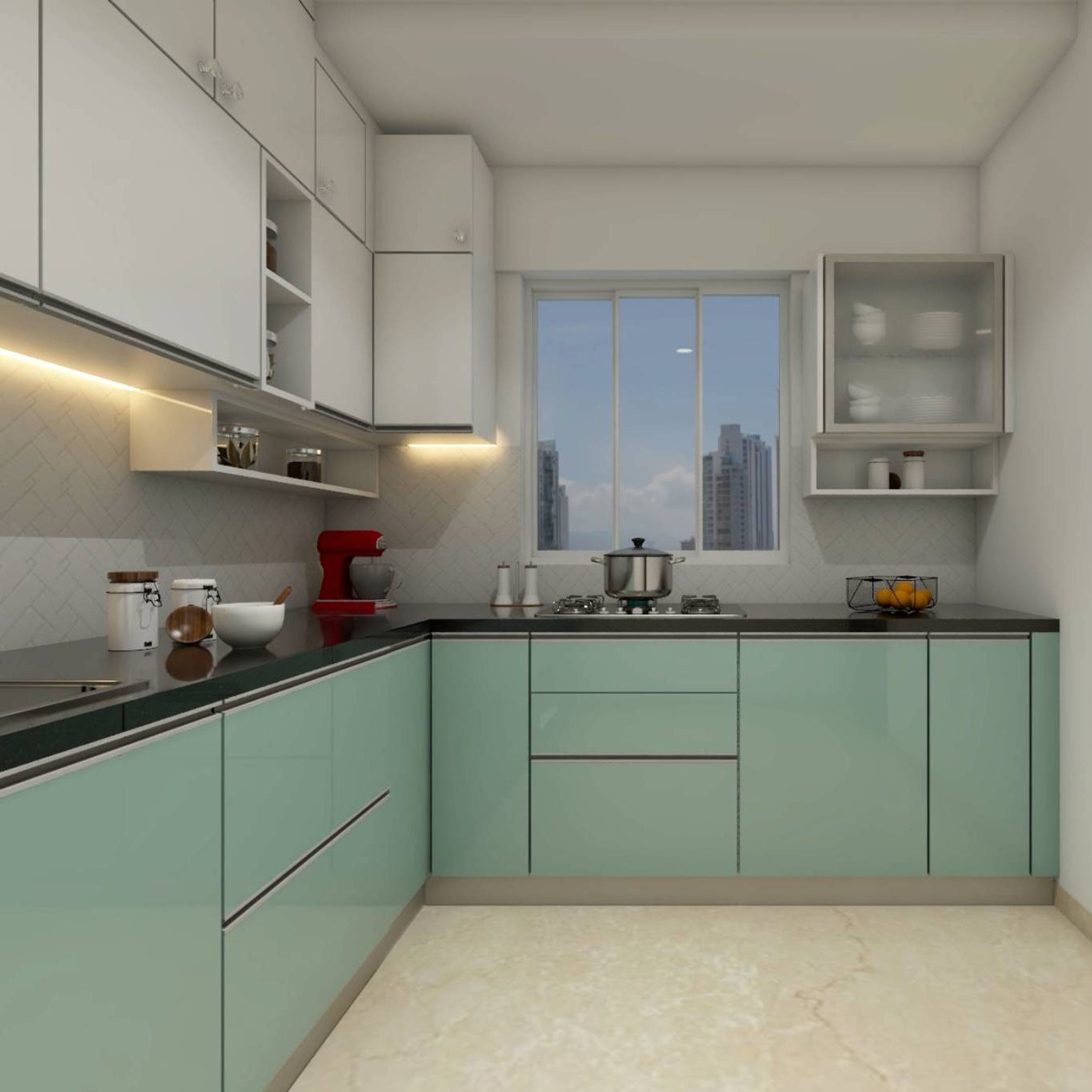 Modern Theme Compact Sized Kitchen Design