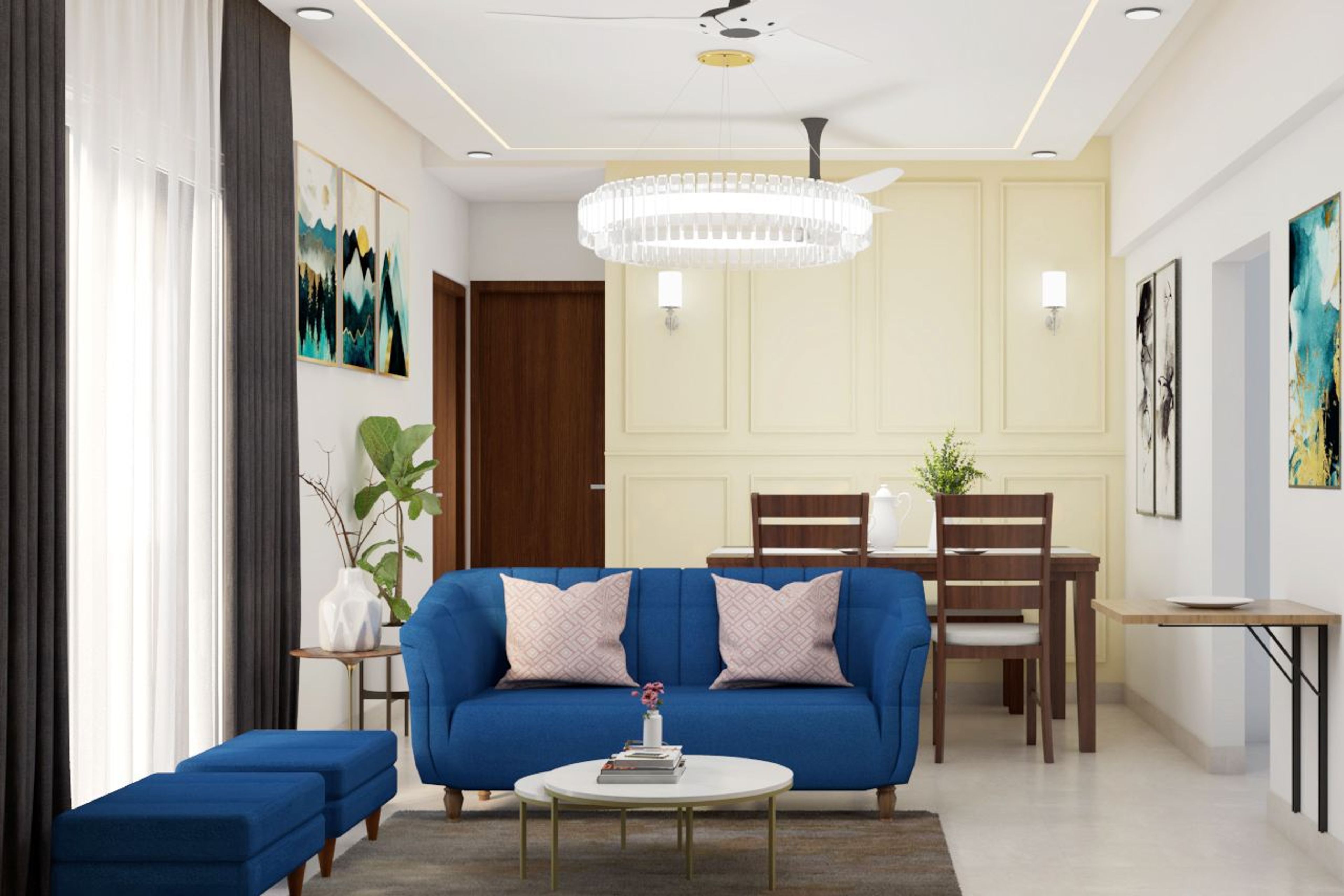 Spacious Living Room Design - Livspace