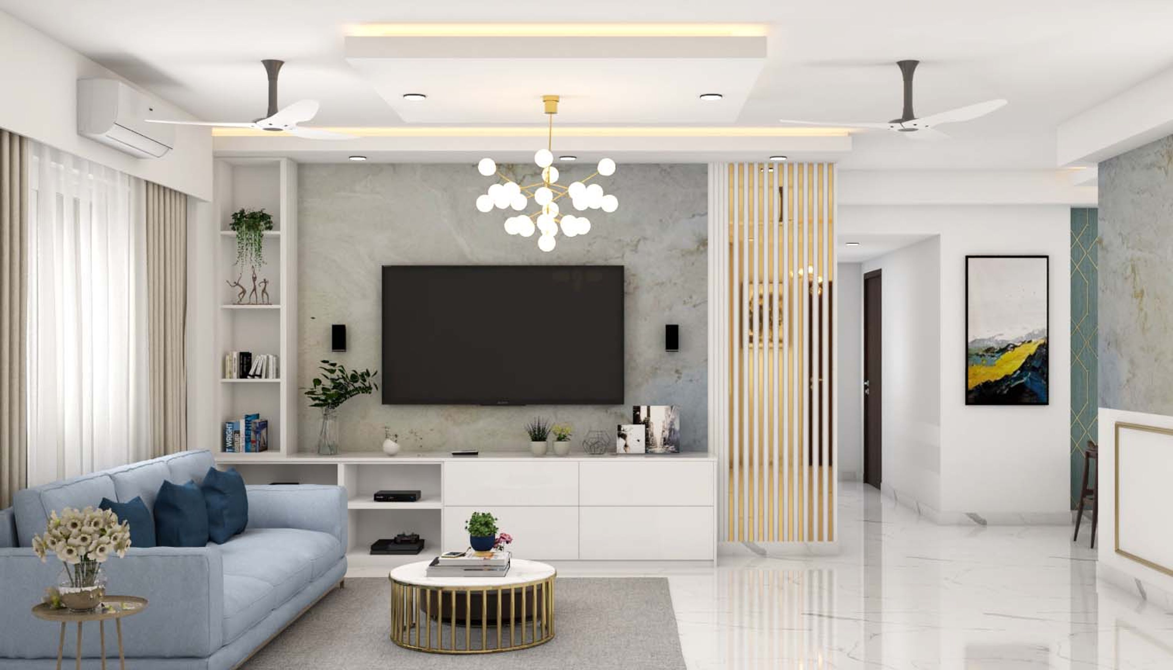 Spacious Living Room Design - Livspace