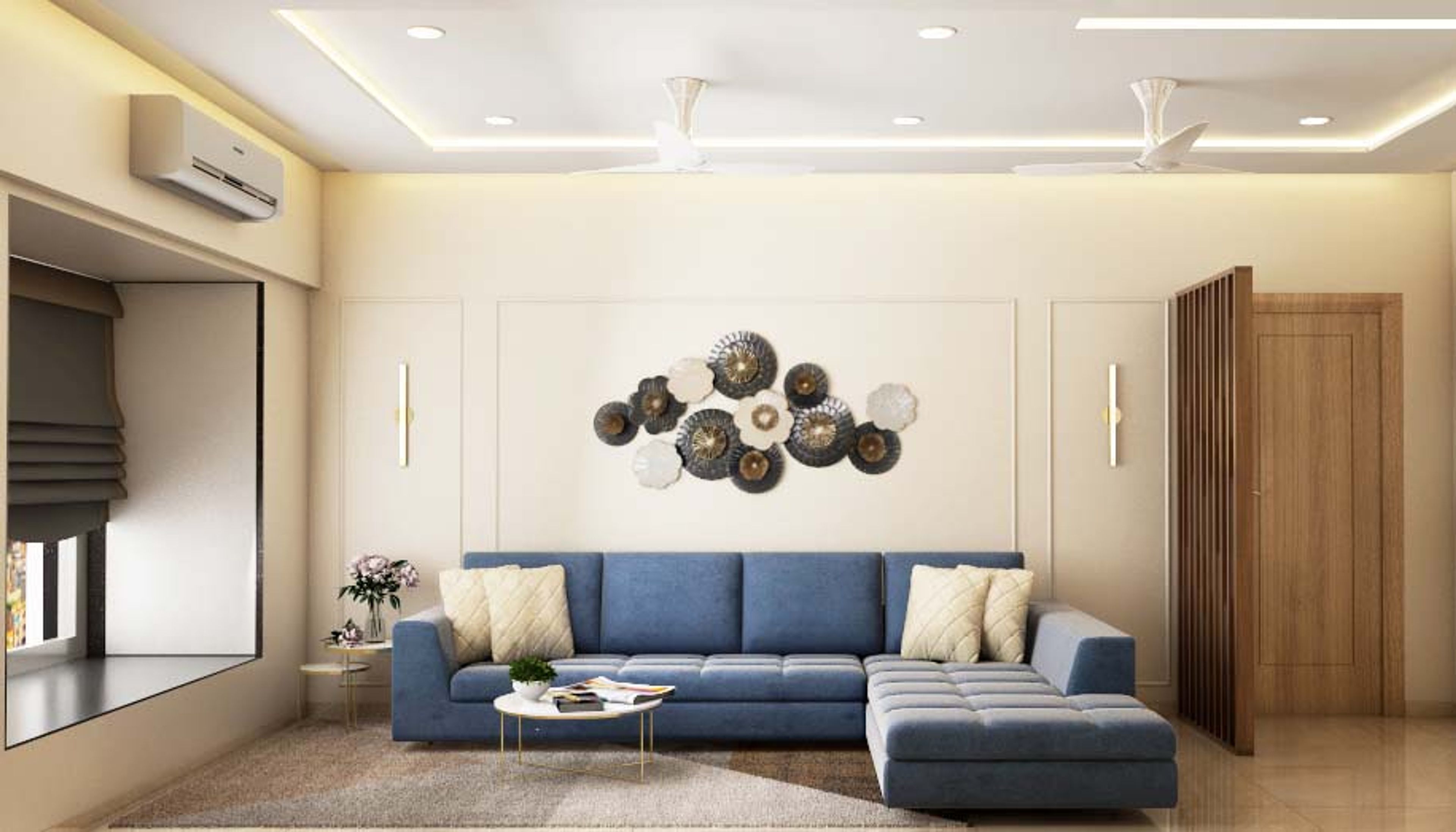 Spacious Living Room Design - Livspace