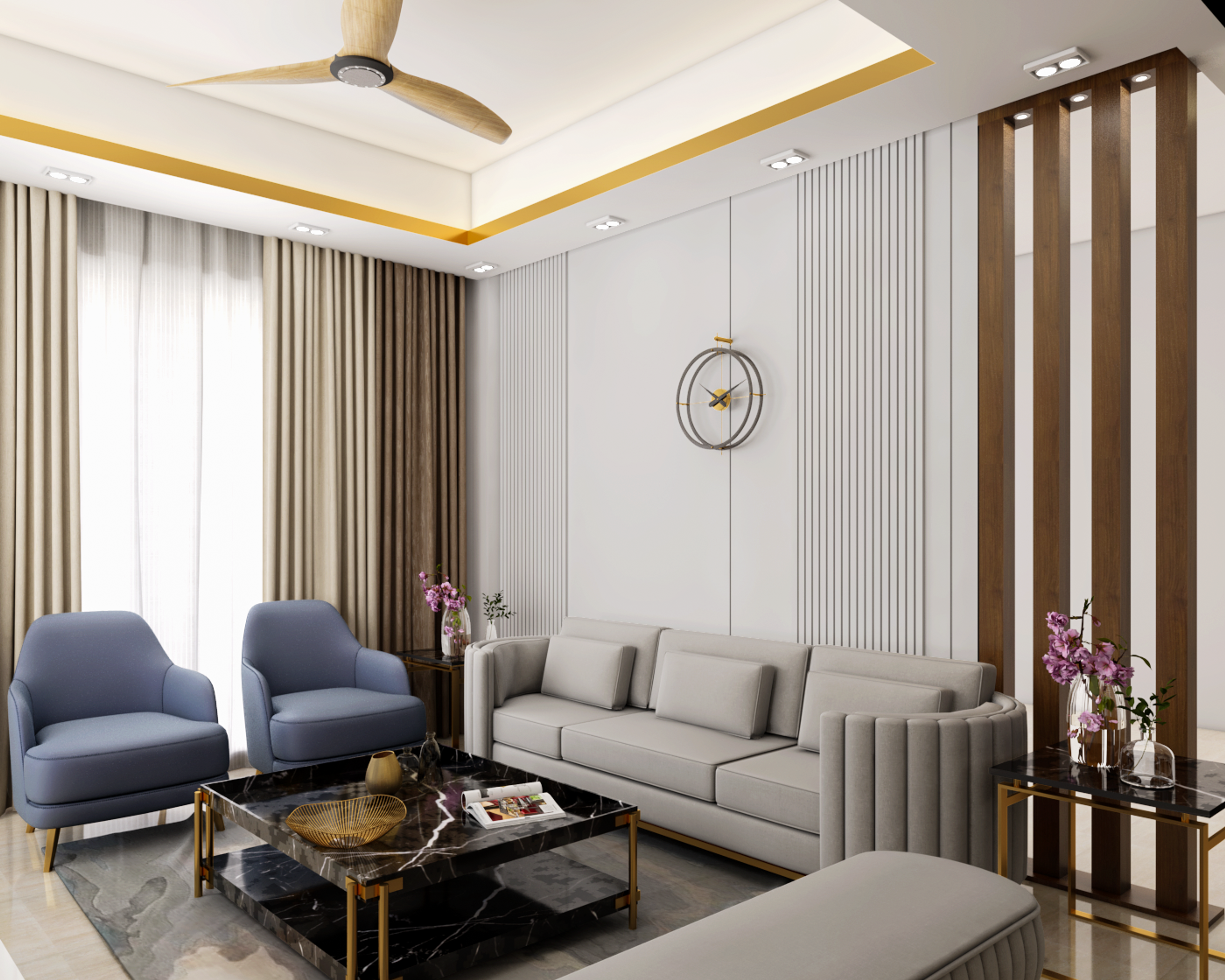 Contemporary Living Room Design - Livspace