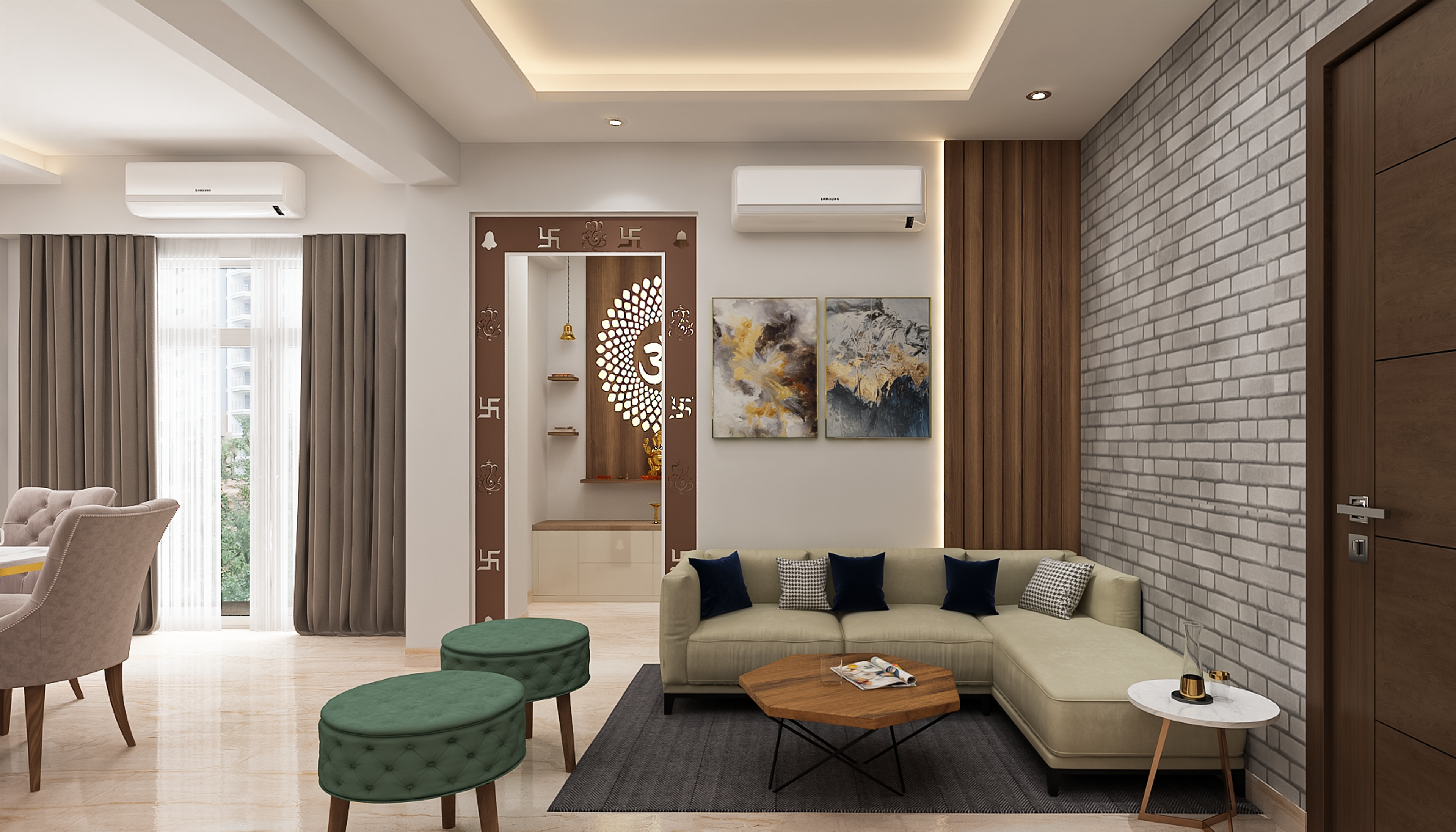 Modern Living Room Design With L-Shaped Sofa