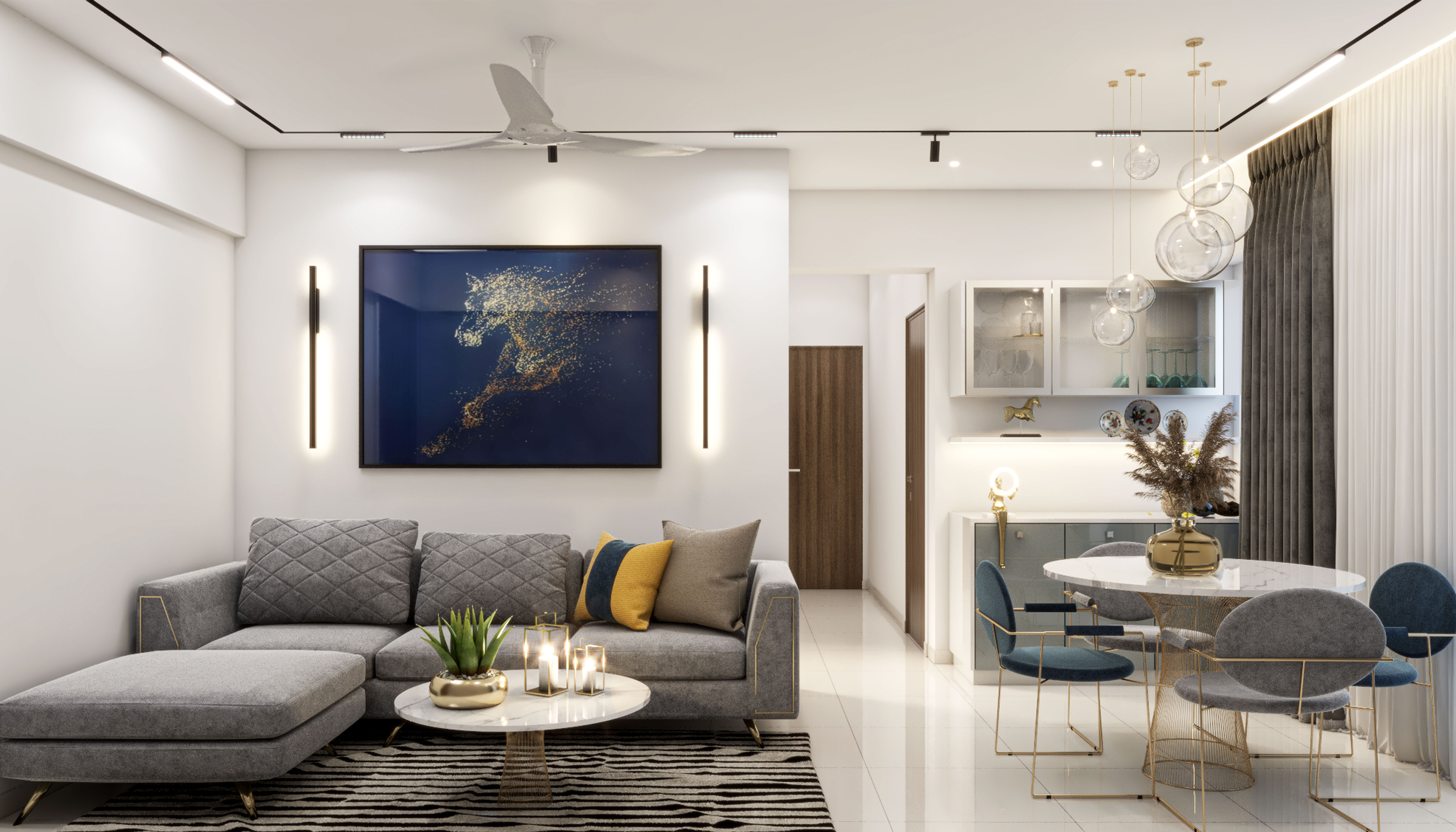 Modern Living Room In Grey And White – Livspace