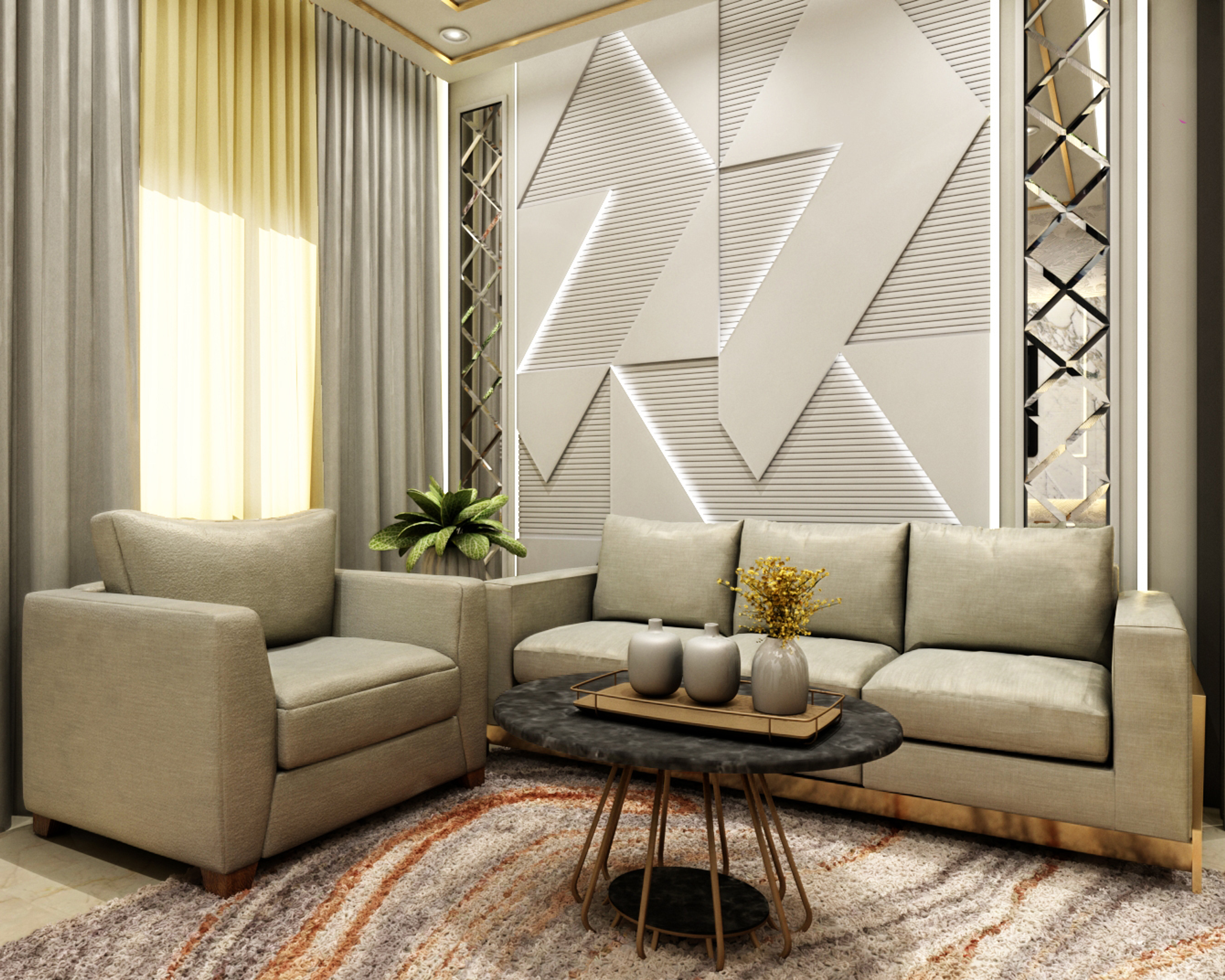Contemporary Living Room Design - Livspace