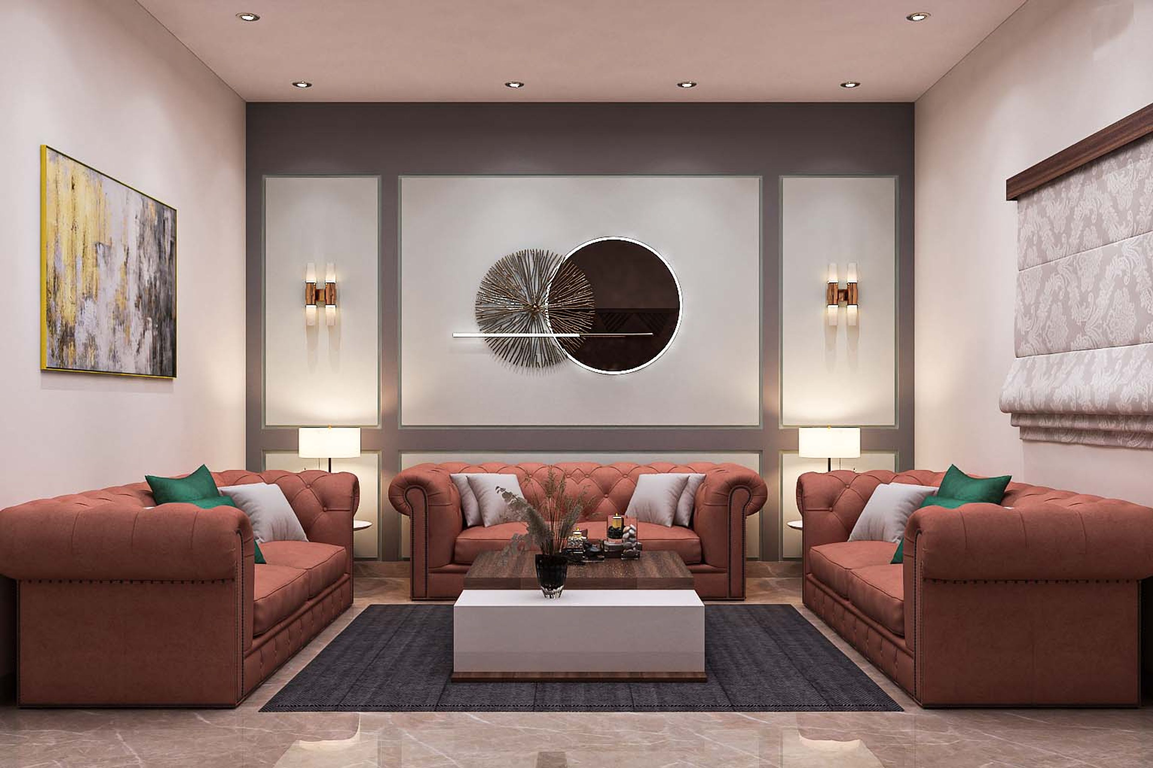 Spacious Living Room Design - Livspace