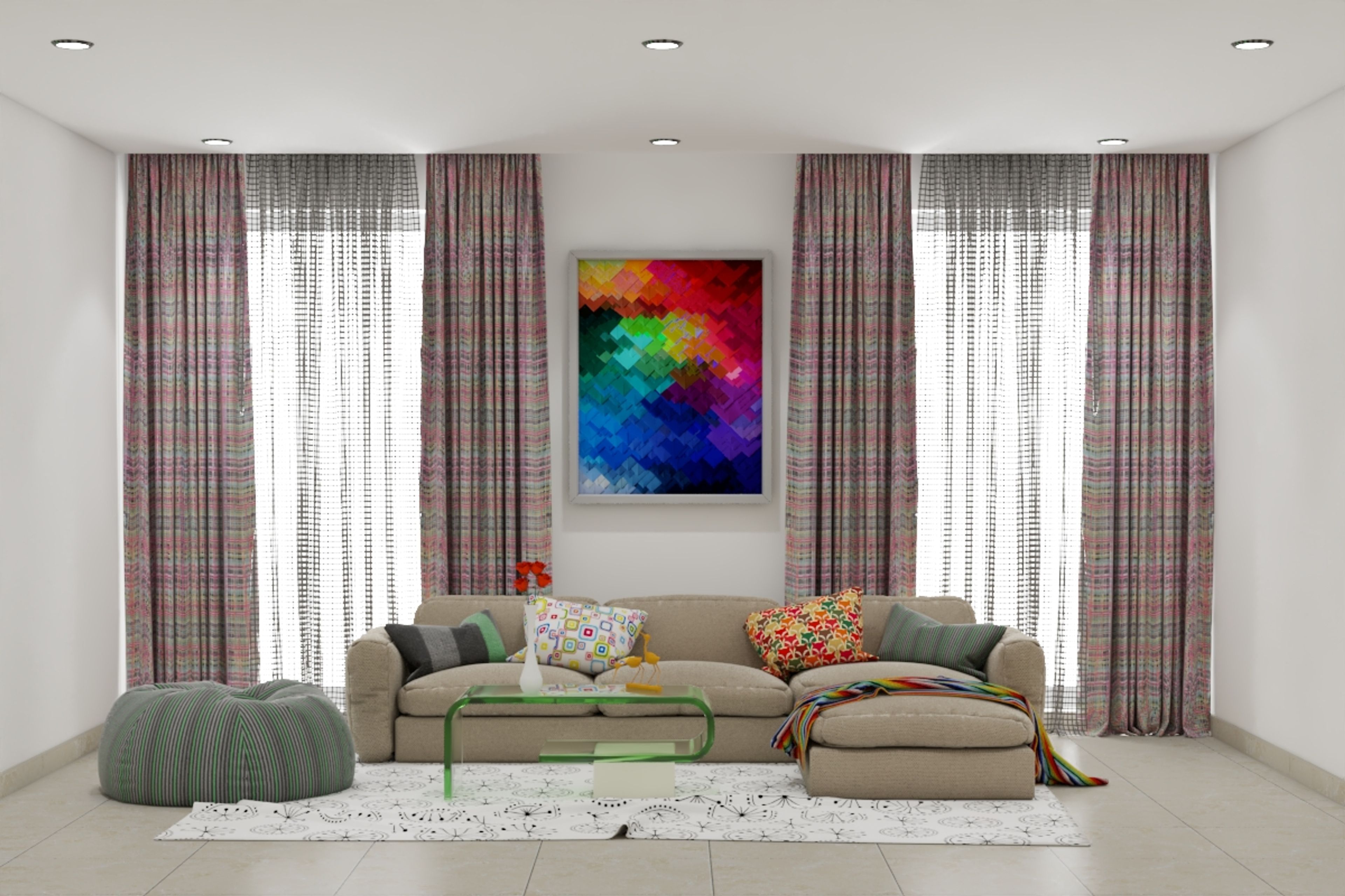 Spacious Living Room Design - Livspace