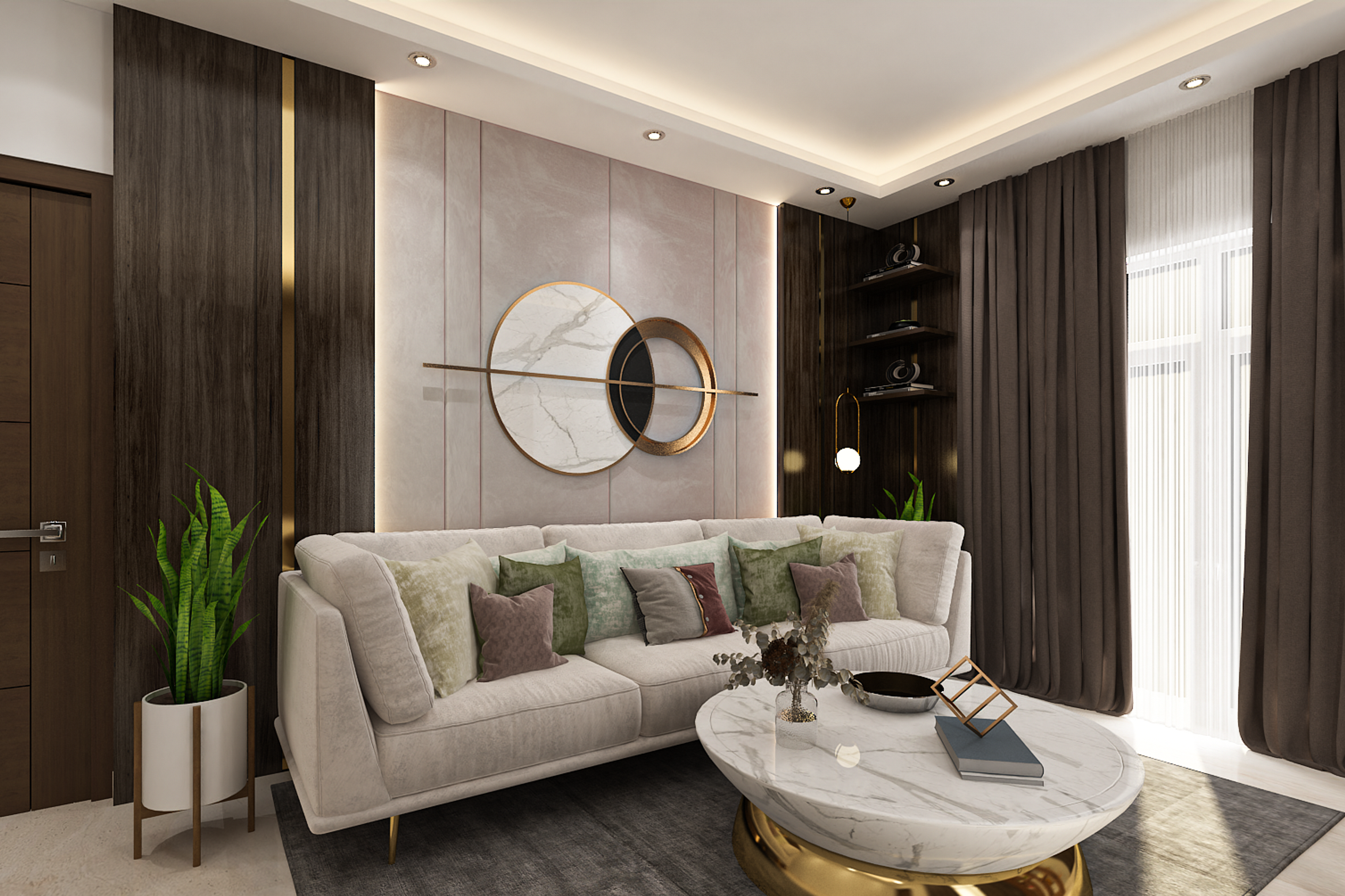 Living Room Design With Grey Sofa - Livspace