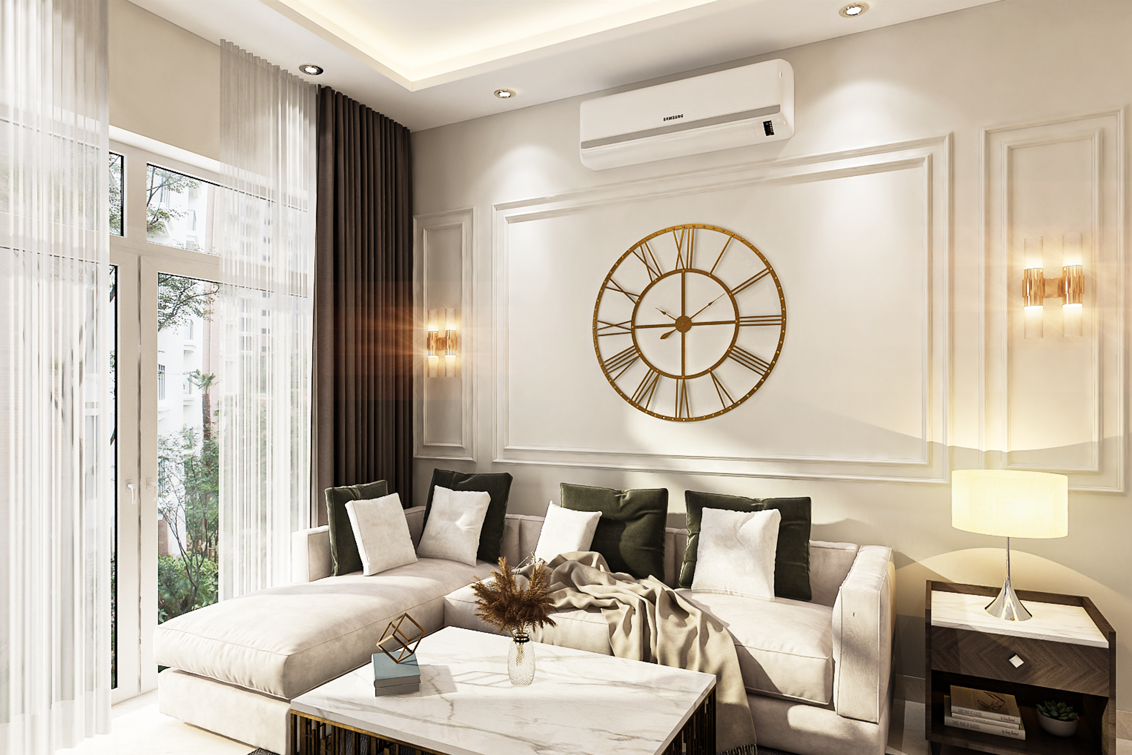 Contemporary Living Room Design With Spacious Layout And Neutral Colour Palette