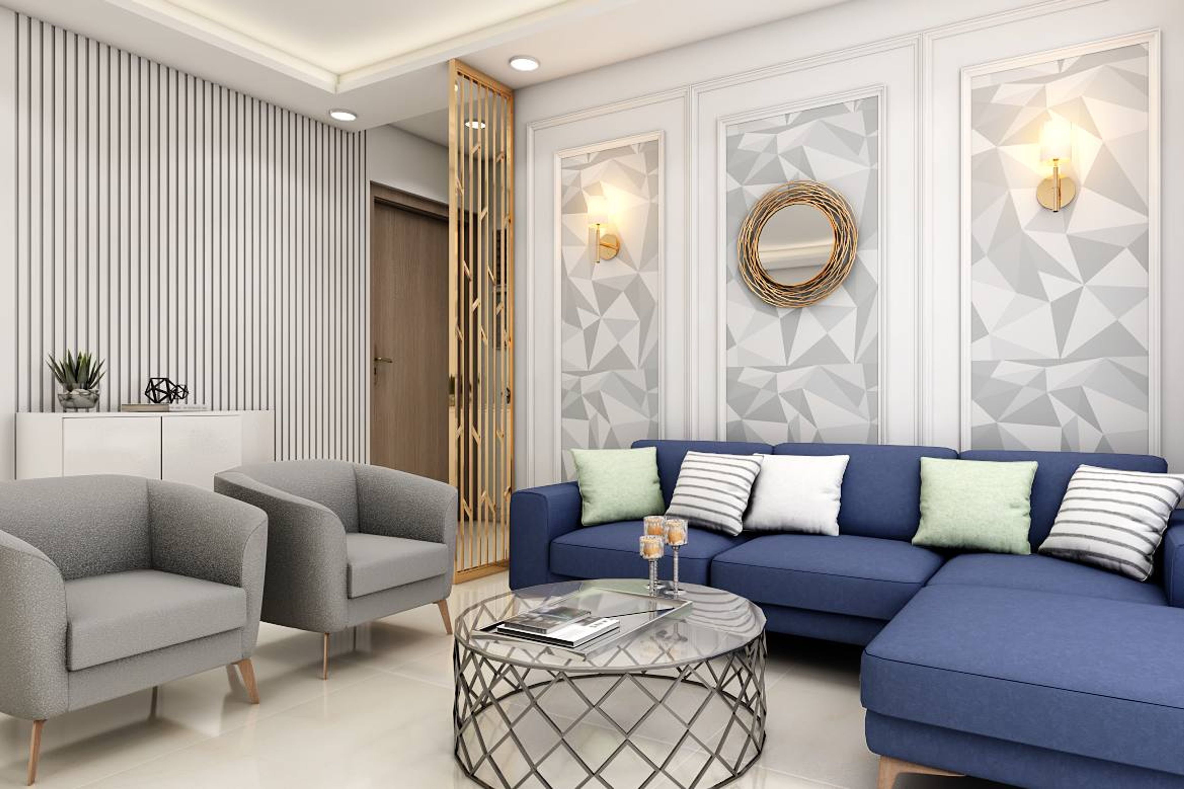 Spacious Living Room Design - Livspace