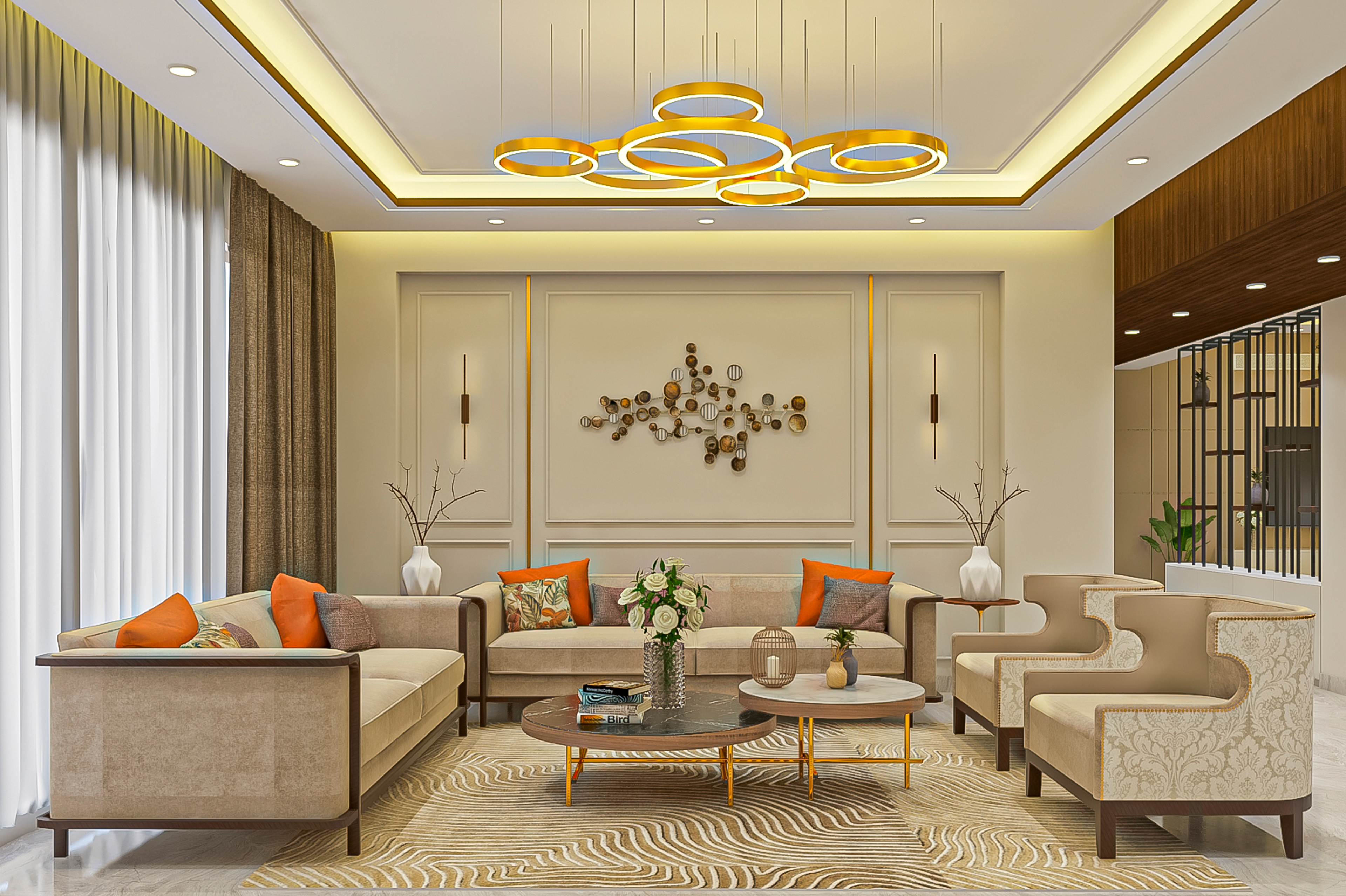 Spacious Living Room Design - Livspace