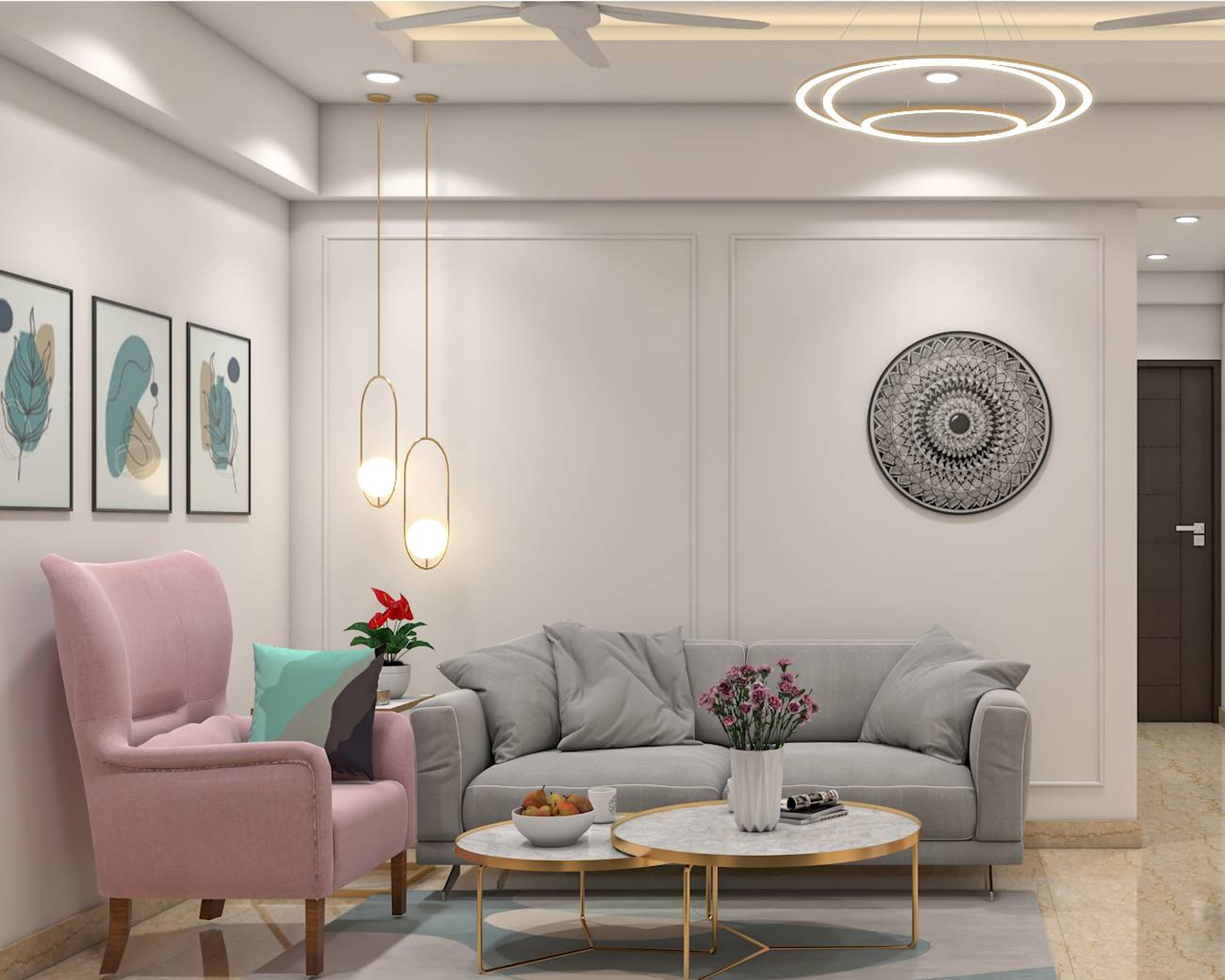 Modern Living Room Interior Design With Wall Art