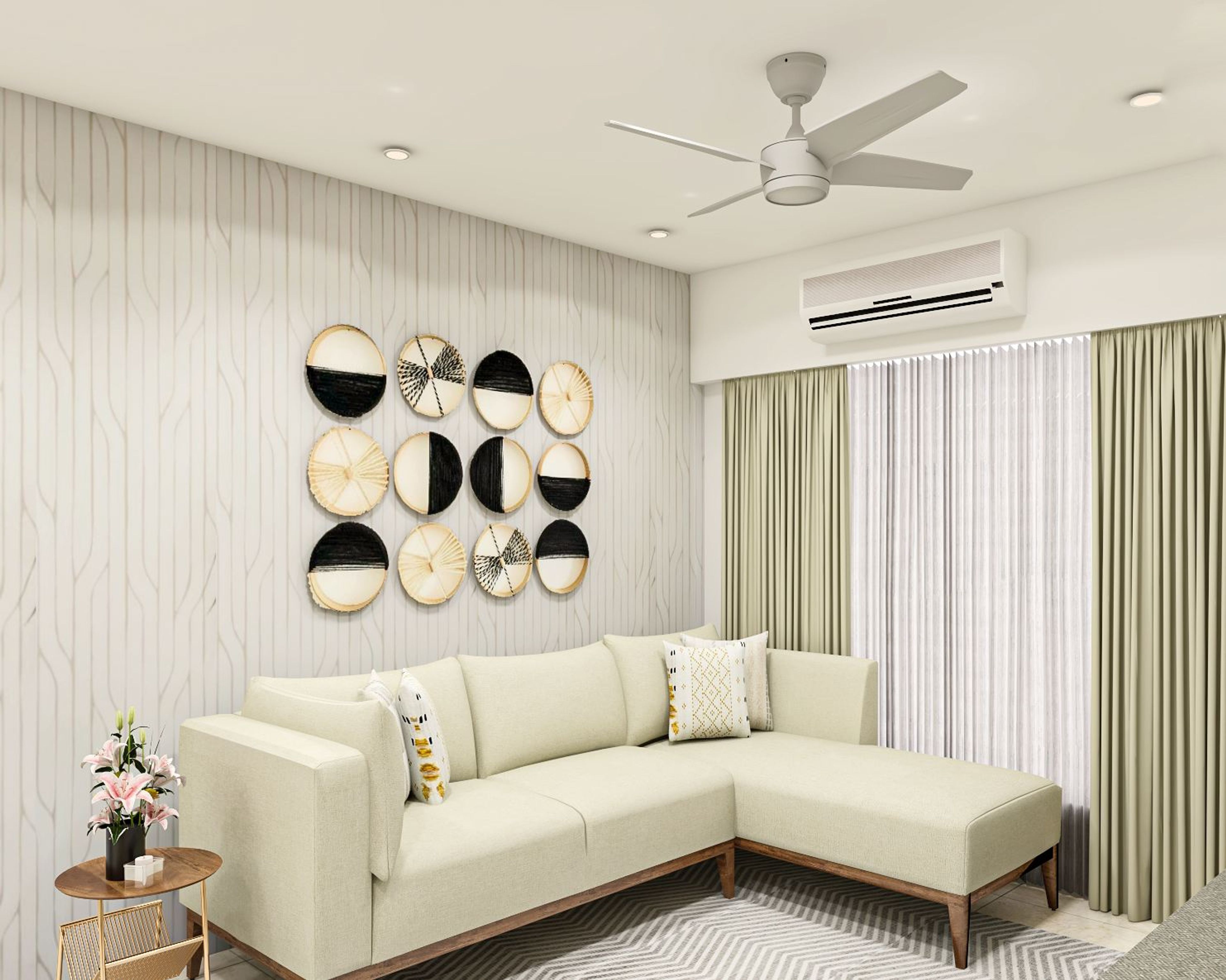 Spacious Living Room Design - Livspace