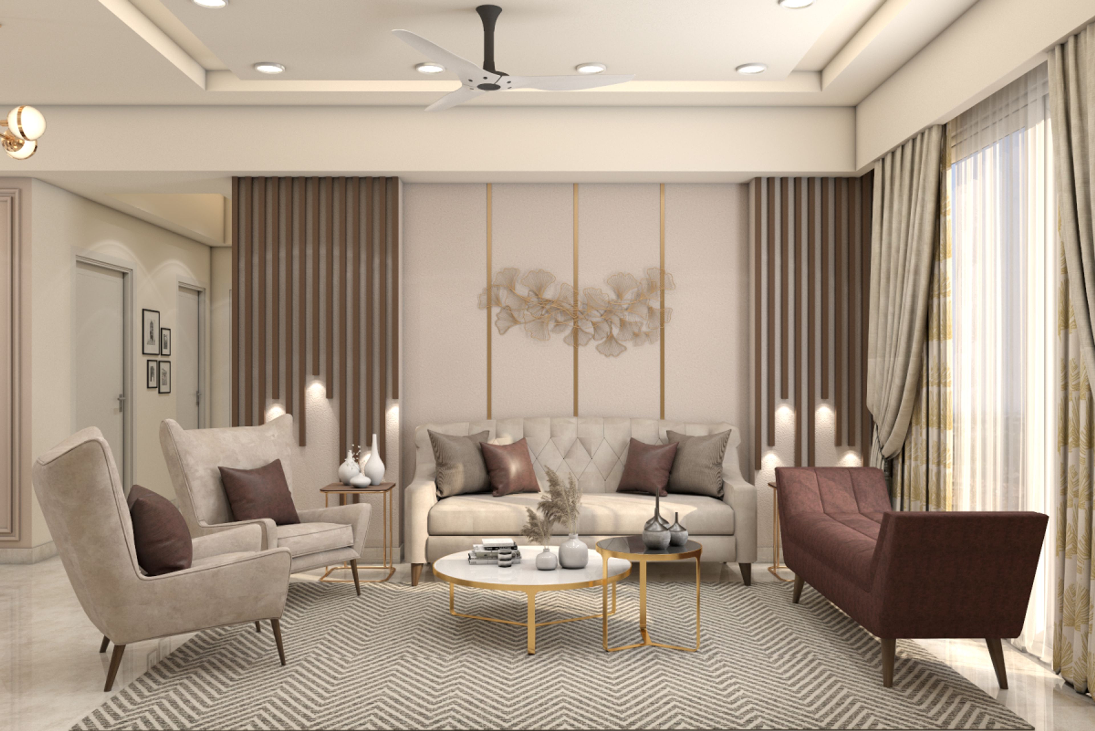 Contemporary Living Room Design With Patterned Rug