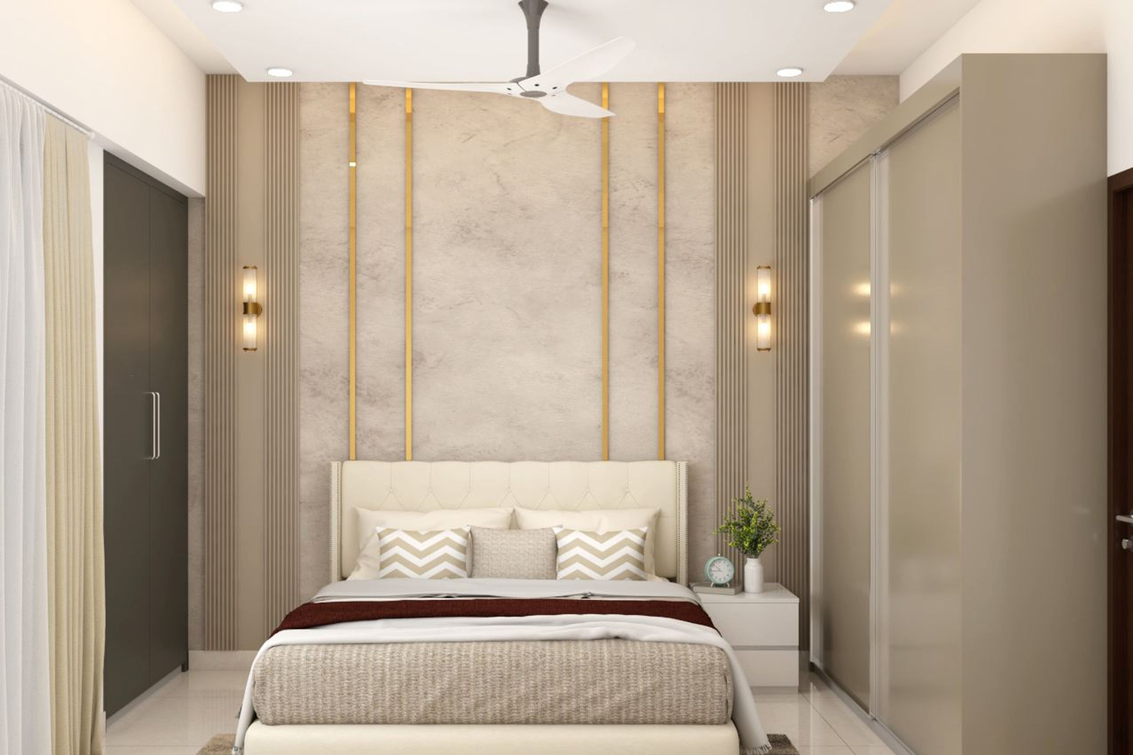 Monochromatic Contemporary Master Bedroom Design In Beige