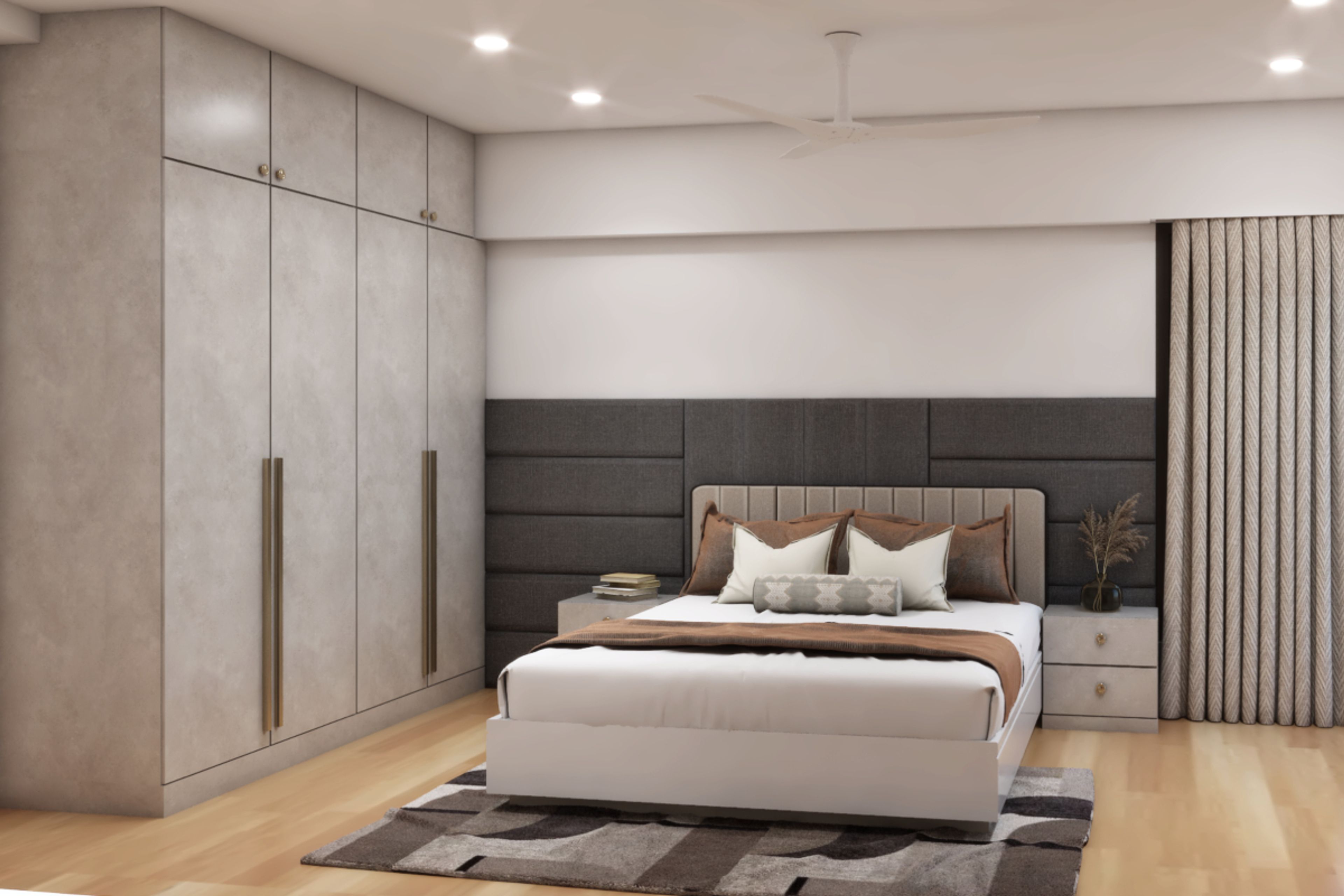 Modern Master Bedroom Design With Wardrobe and Loft
