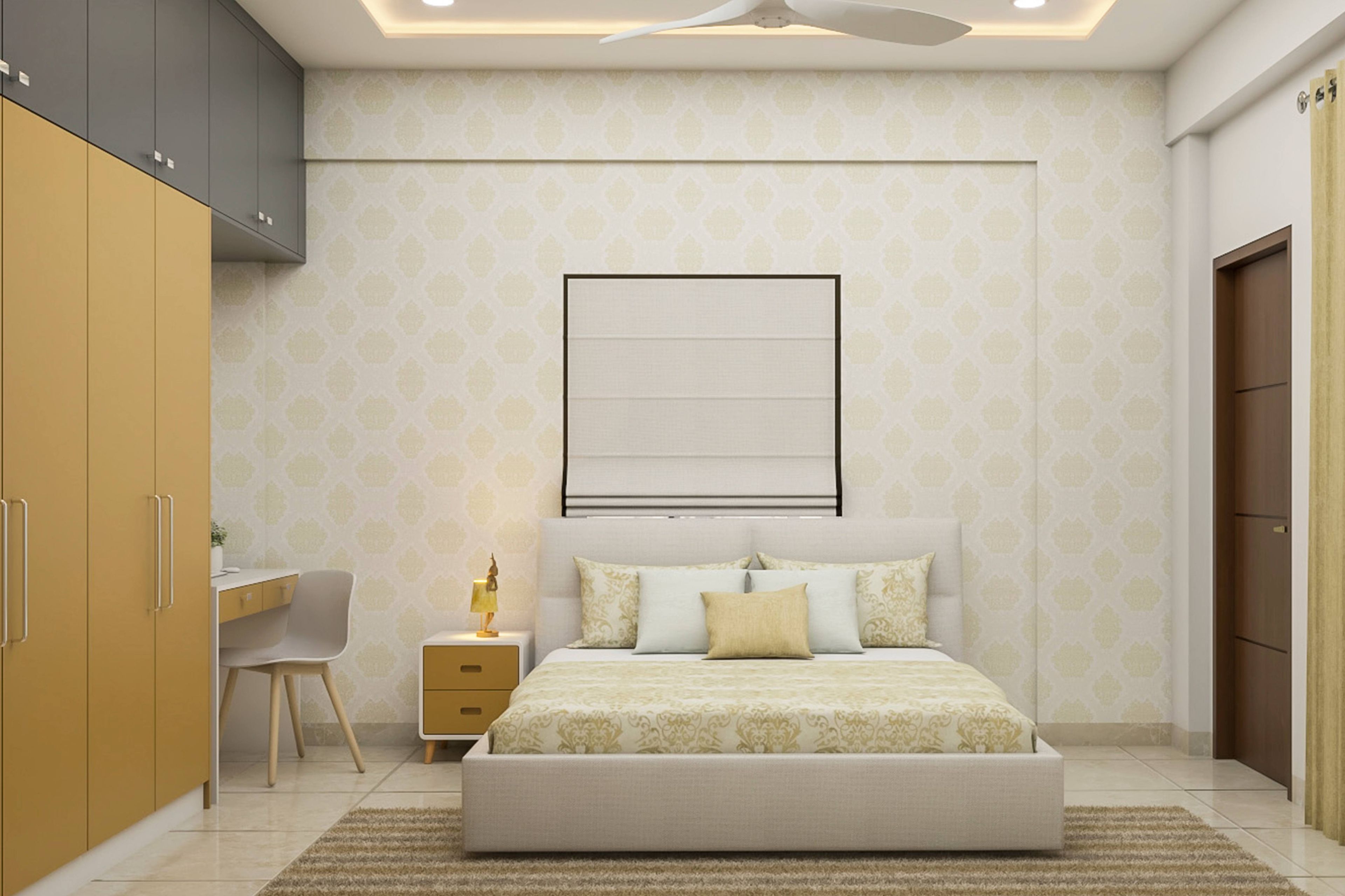 Spacious Modern Master Bedroom Design With Wallpaper