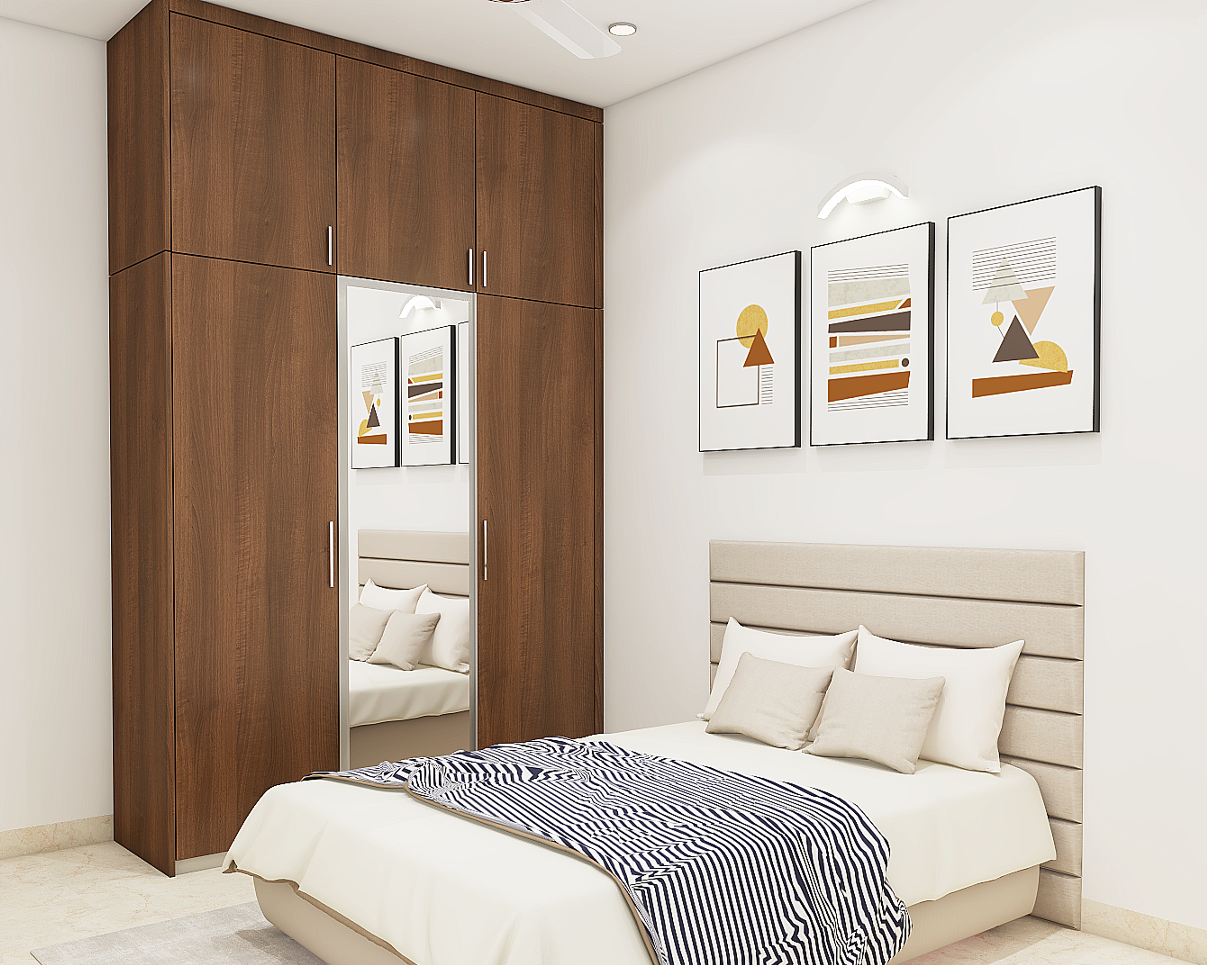 Modern Style Master Bedroom Design With Wooden Wardrobe