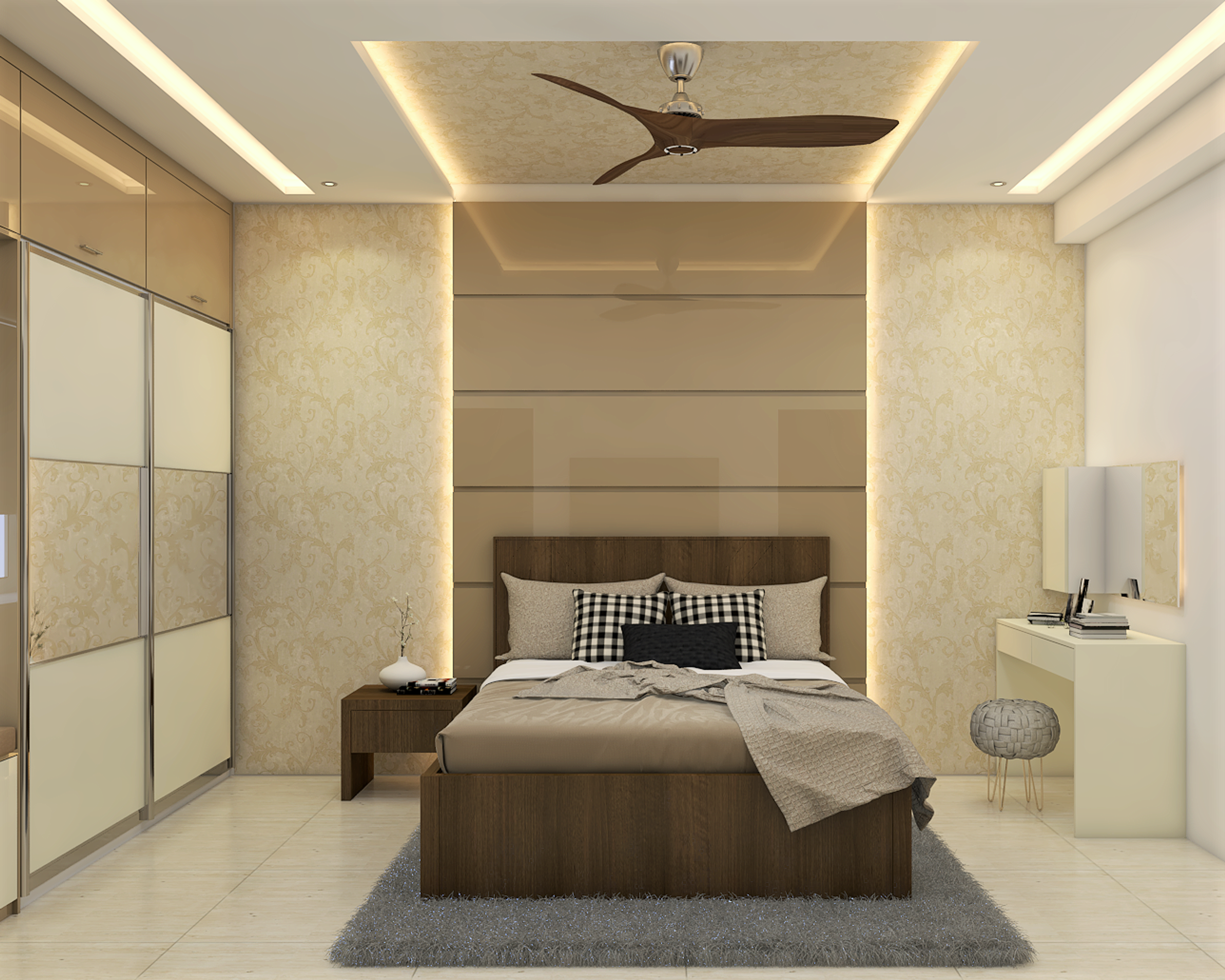 Spacious Modern Warm-Coloured Master Bedroom Design