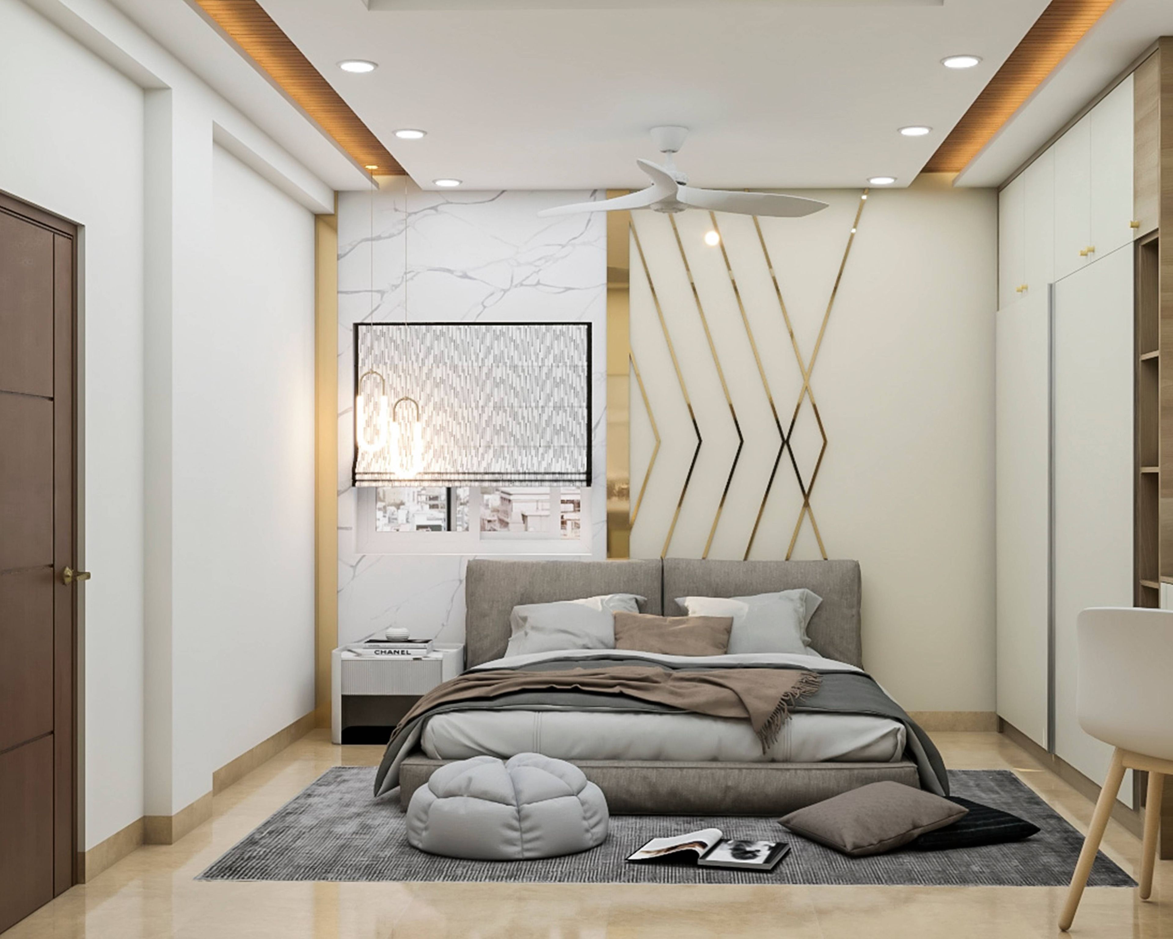 Spacious Master Bedroom Design With Modern Interiors And Unique Accent Wall