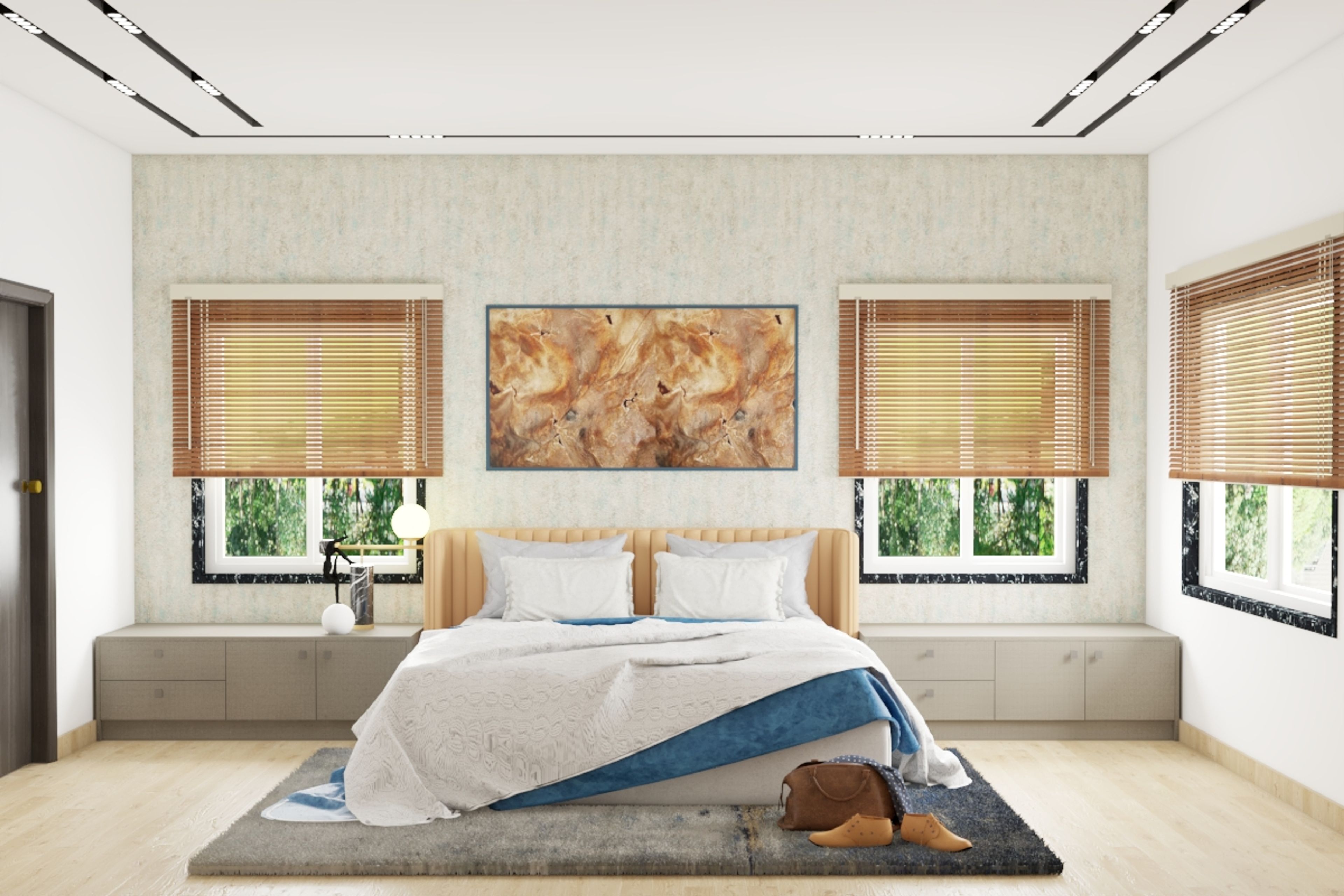 Modern Style Master Bedroom Design With Wooden Flooring