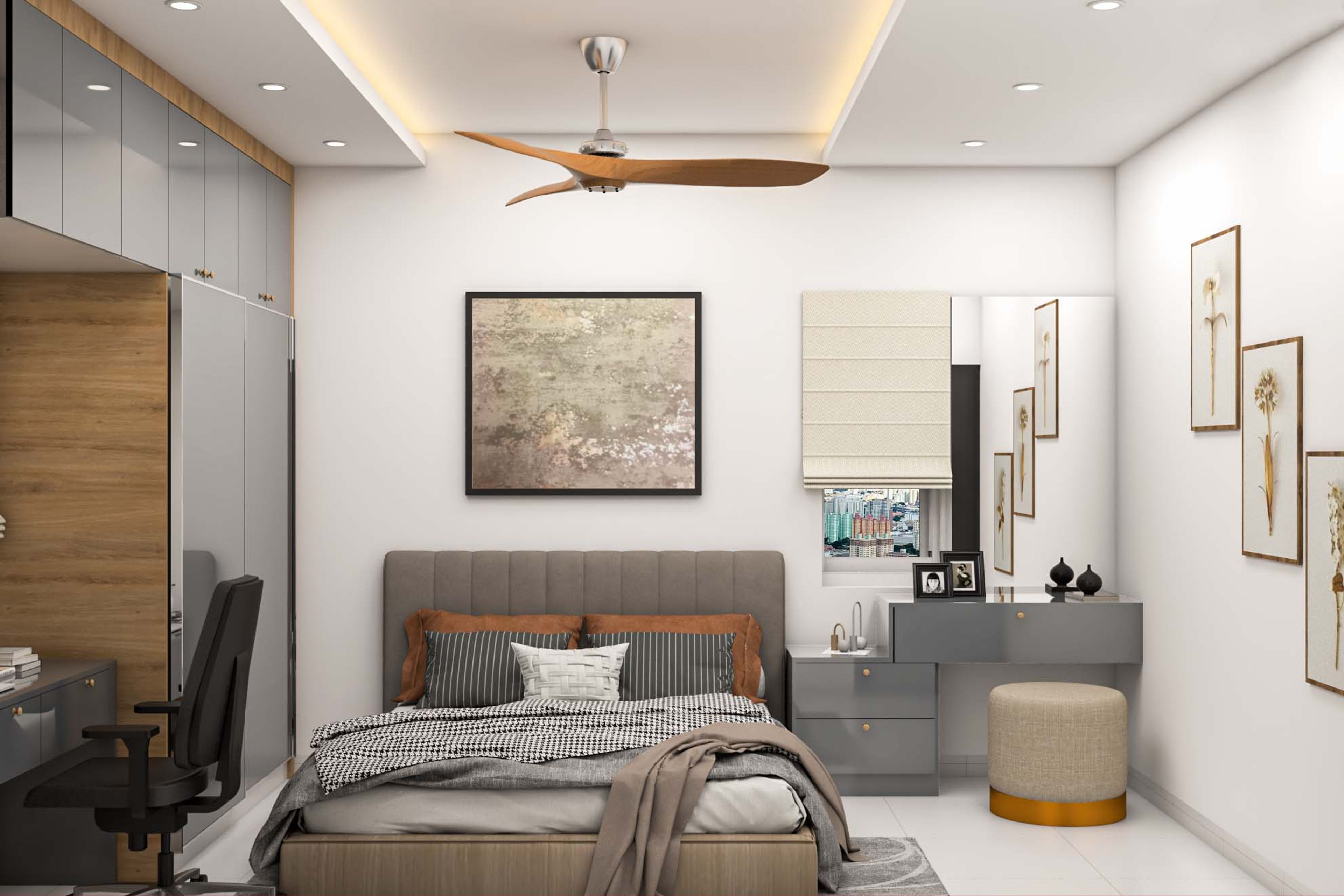 Warm-Toned Guest Bedroom Design - Livspace
