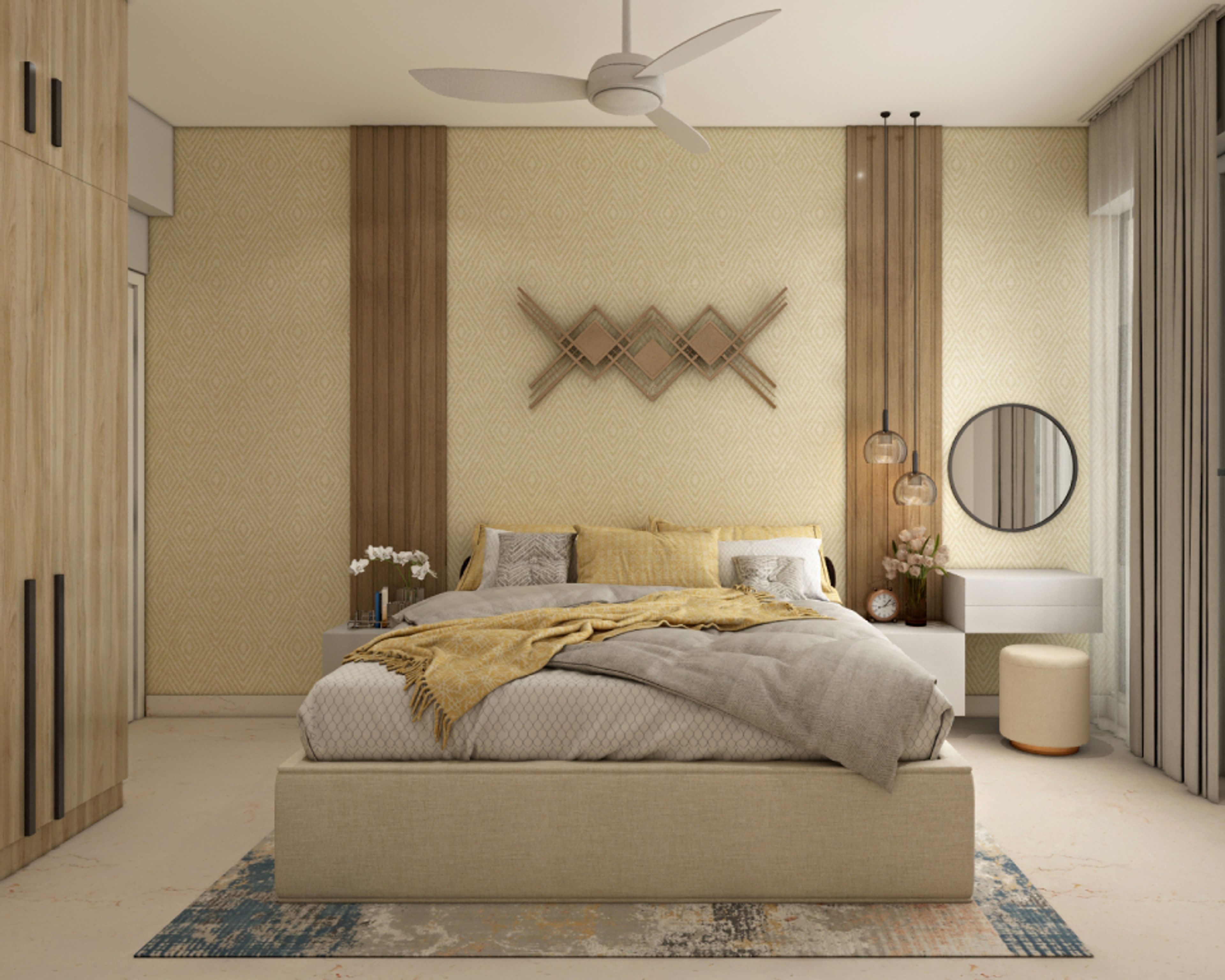 Modern Master Bedroom Design With Fluted Wall Panels