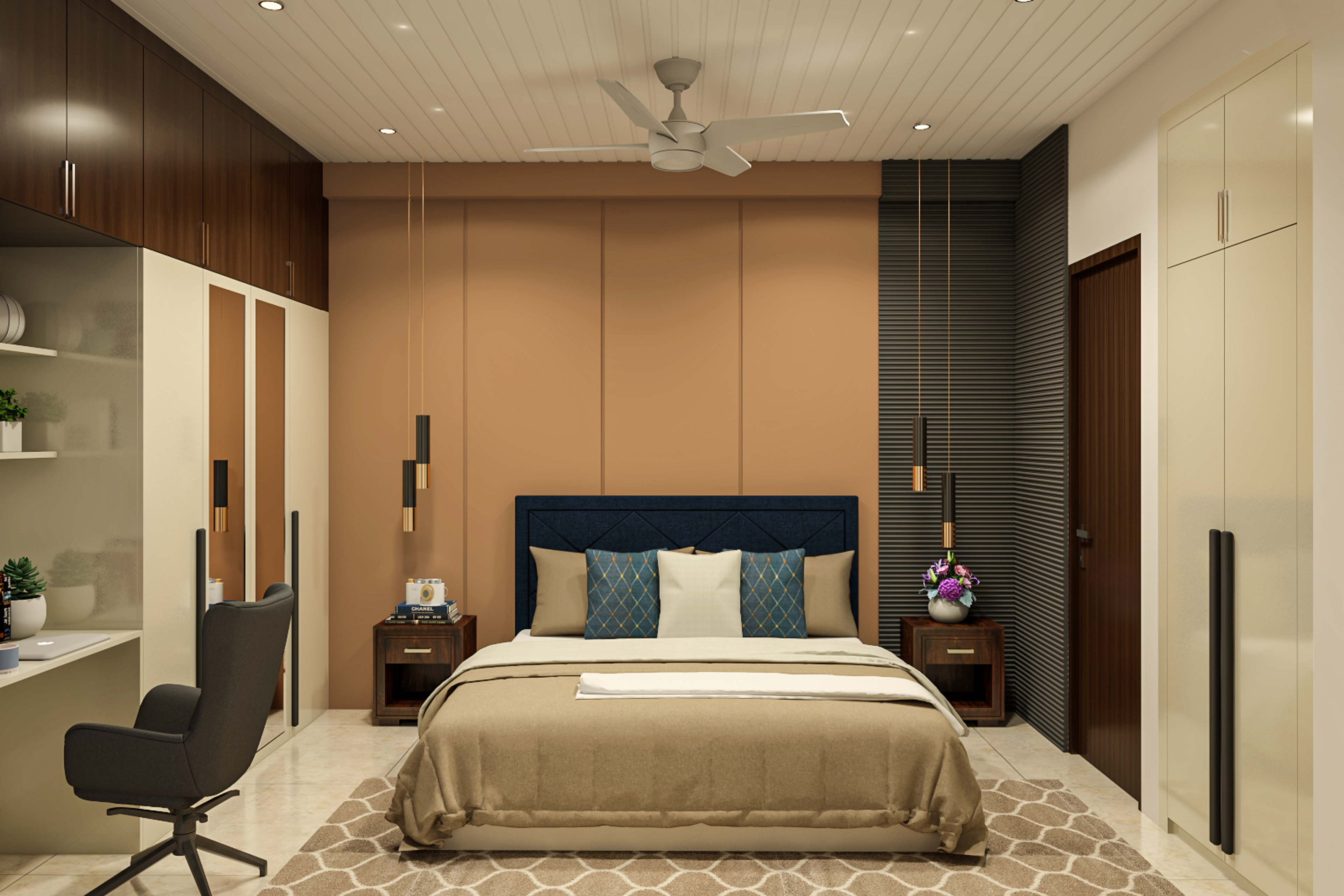 Modern Master Bedroom Design With Accent Wall