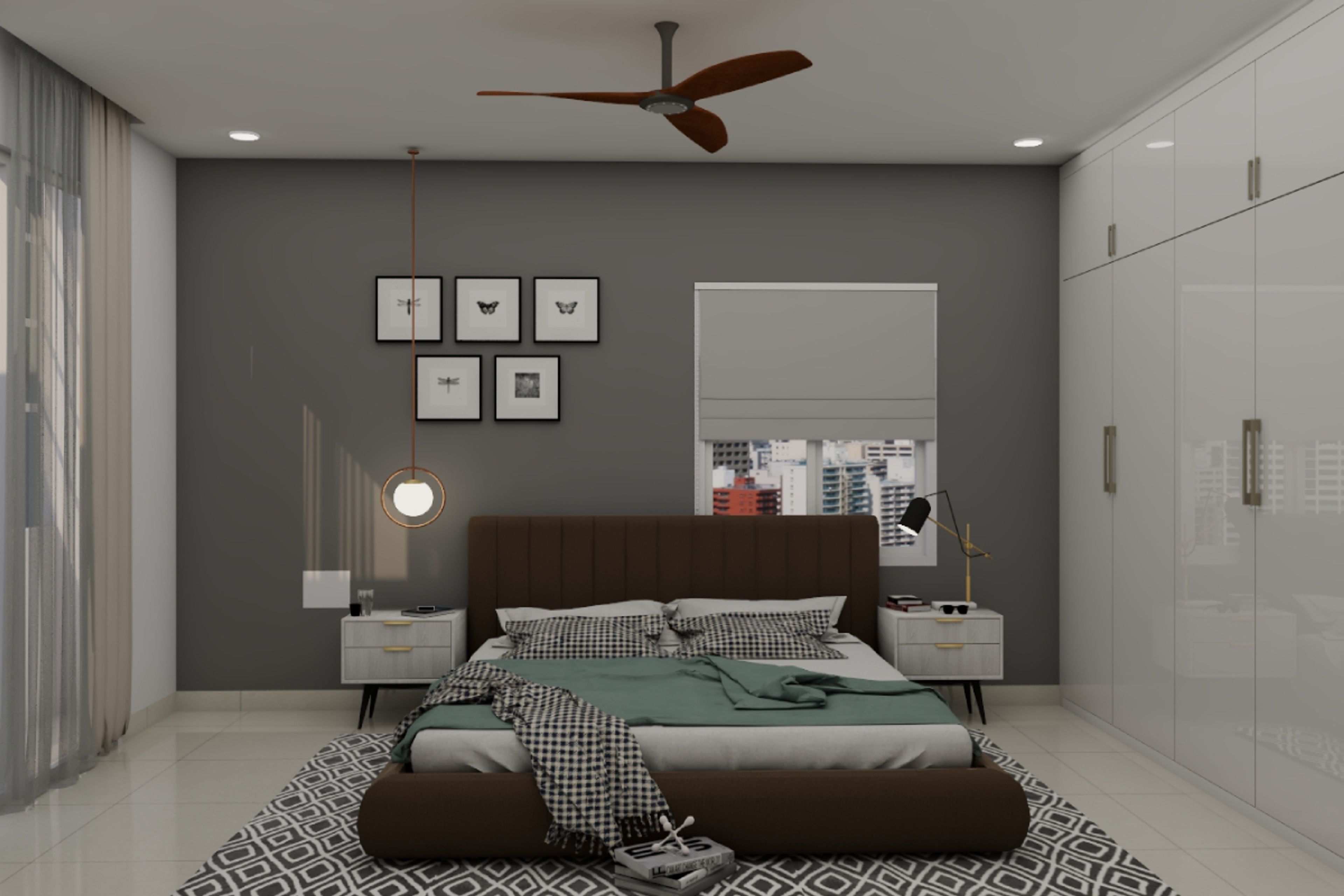 Modern Master Bedroom Design With Grey Accent Wall