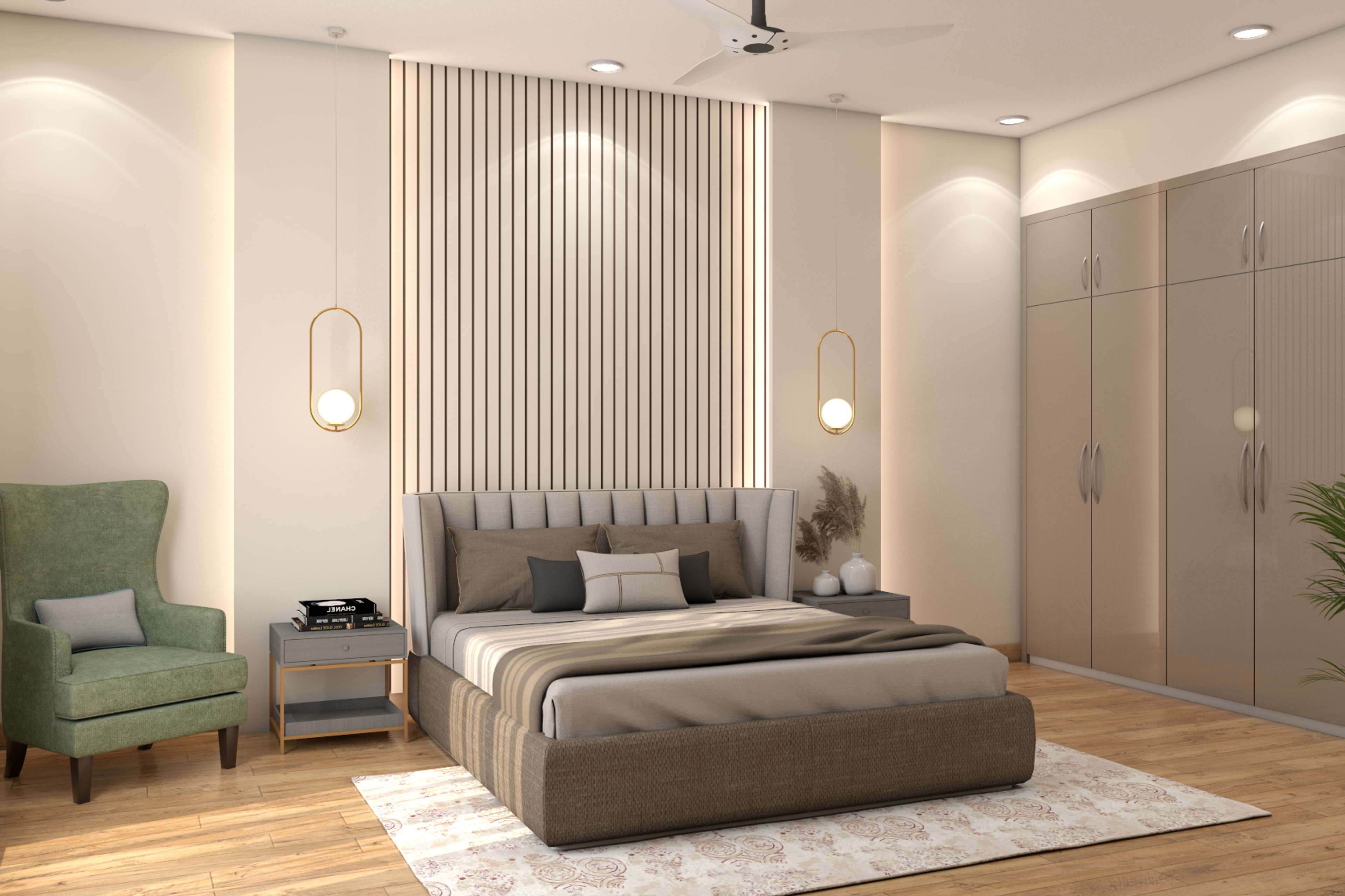 Contemporary Master Bedroom Design In Beige