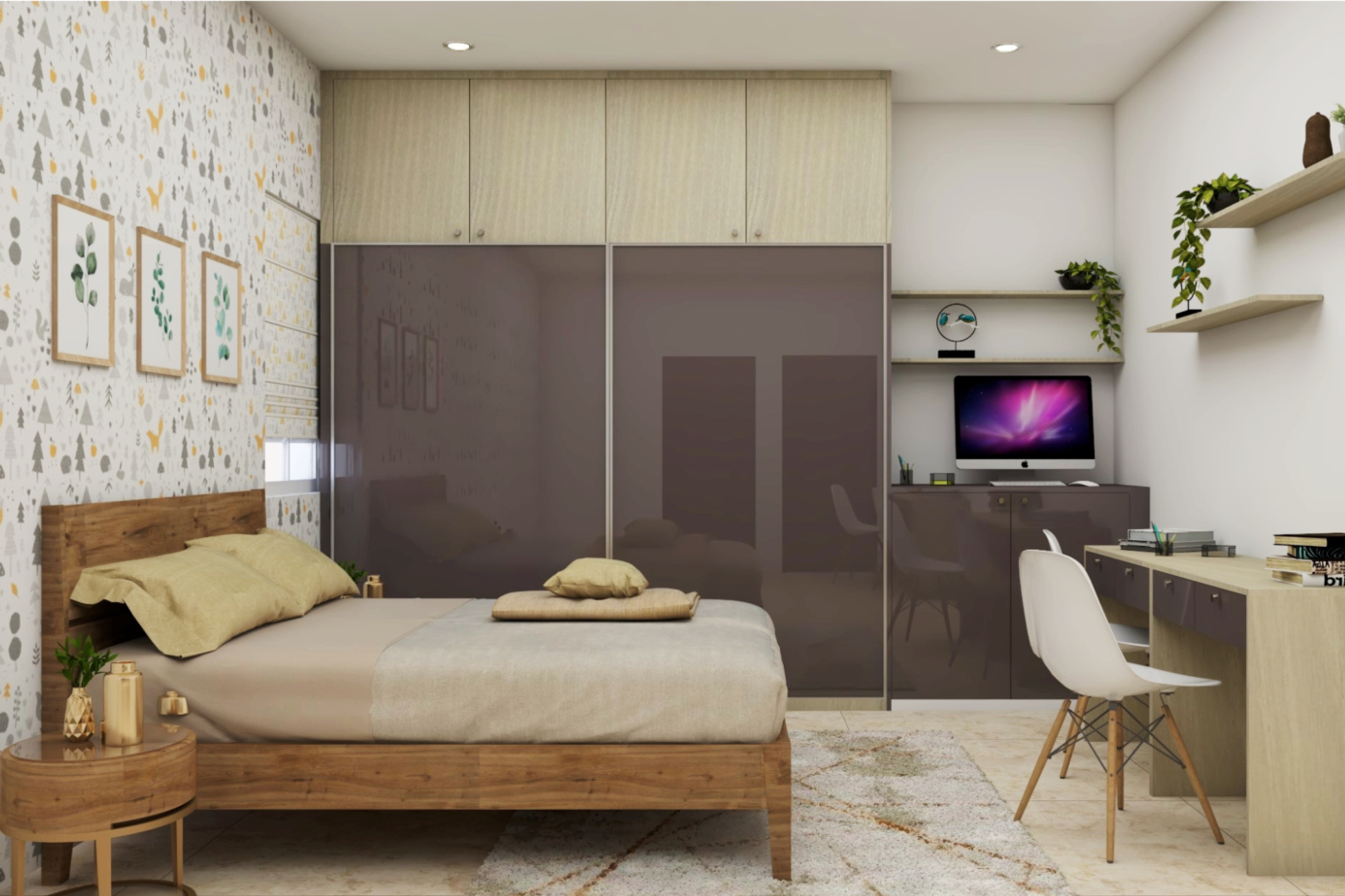 Modern Style Space-Saving Master Bedroom Design