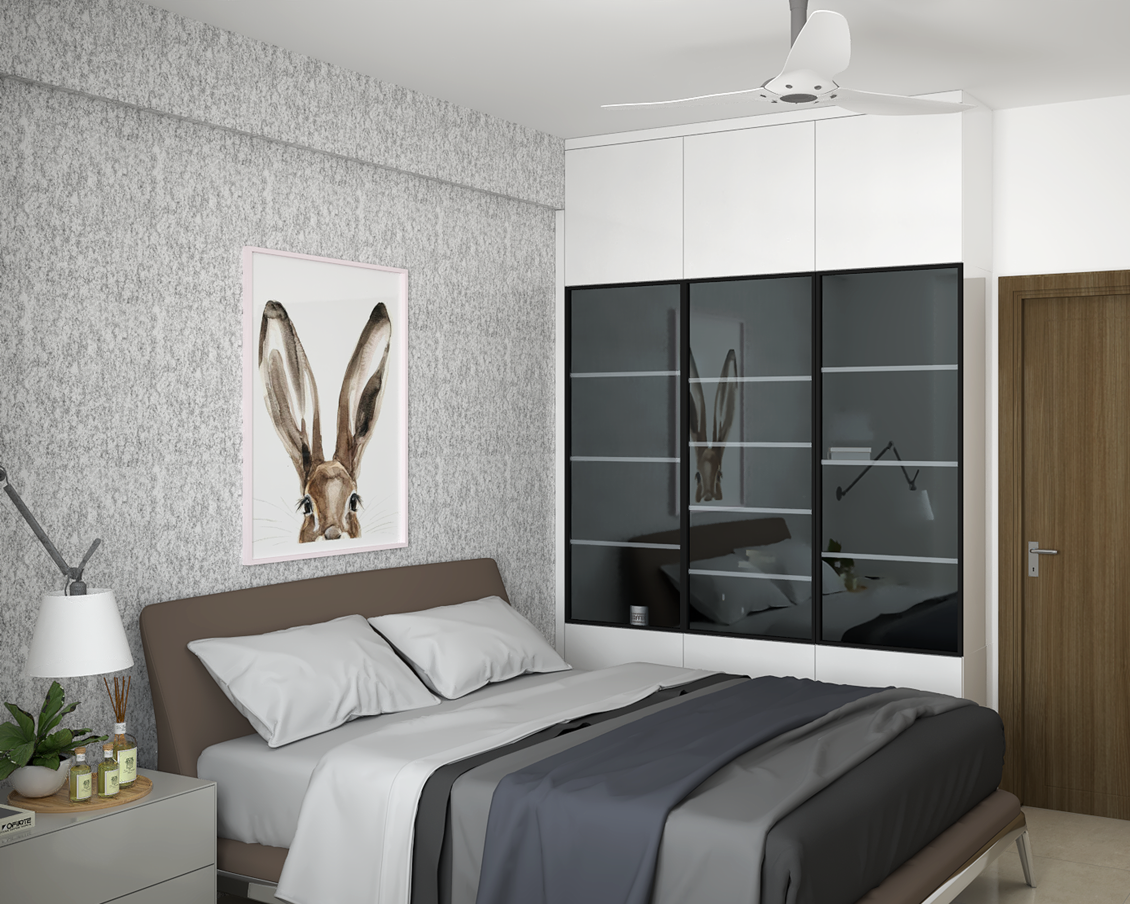 Modern Master Bedroom Design With Sliding Door Wardrobe