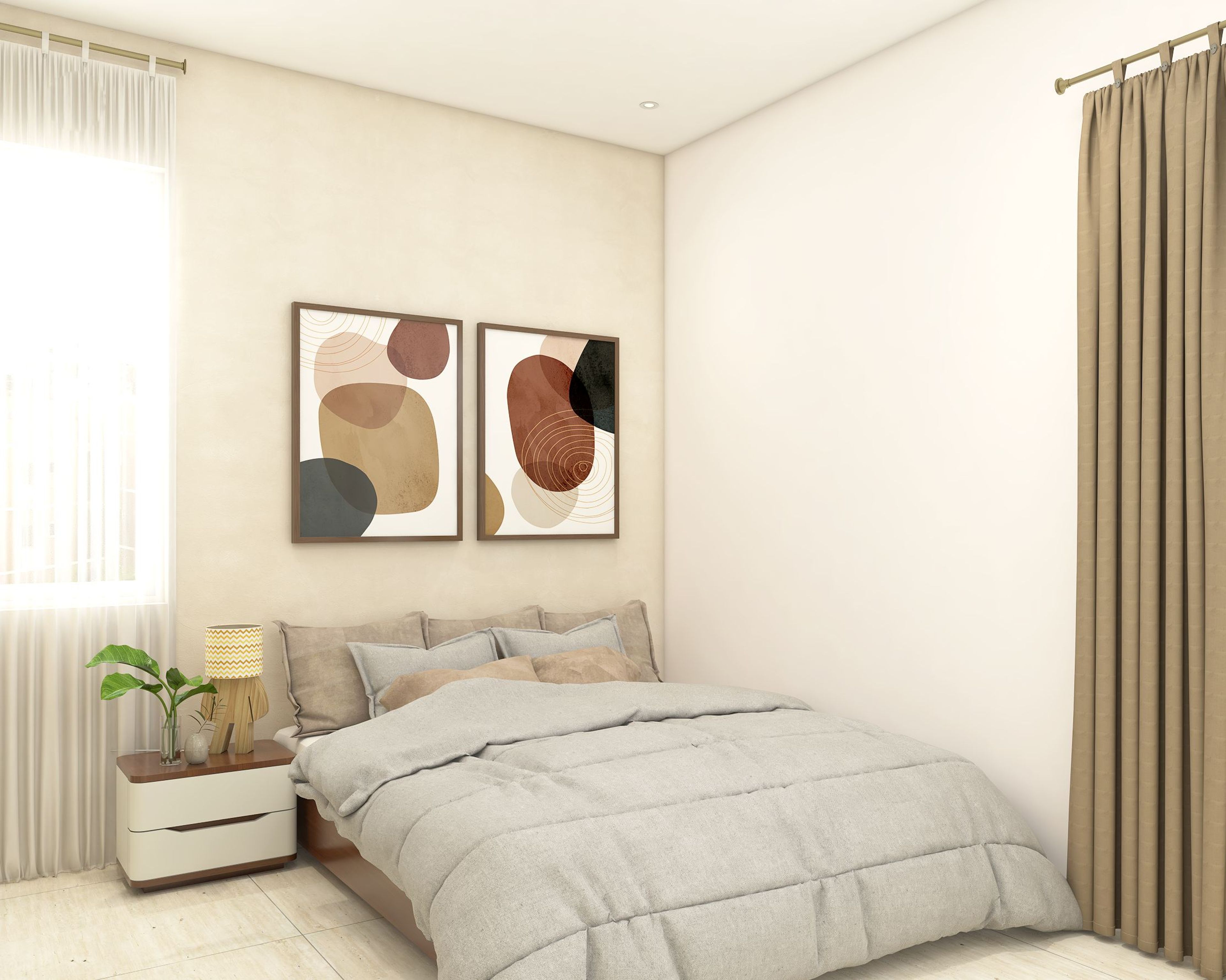 Minimalistic Master Bedroom Design With Wall Picture Frame