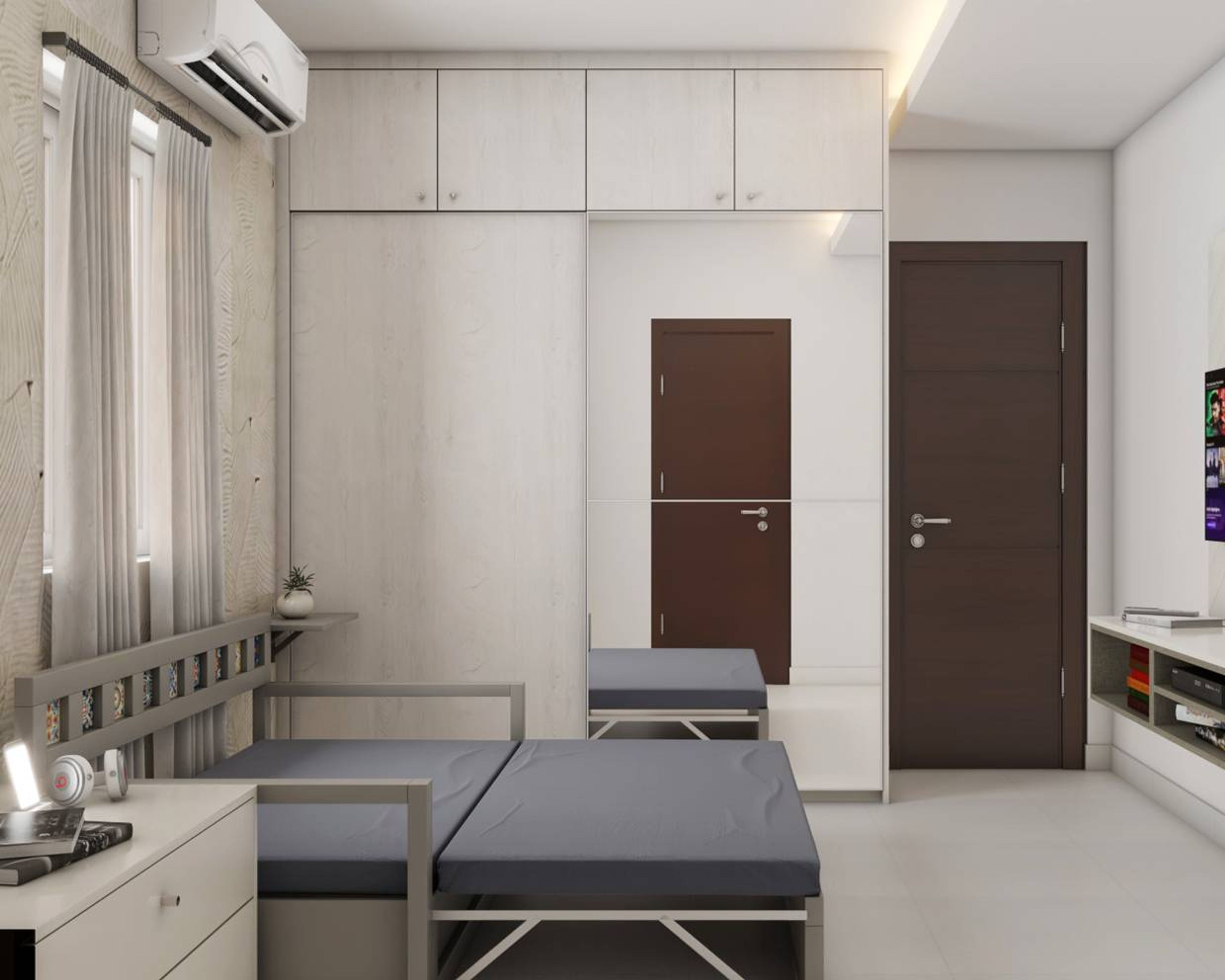 Modern Spacious Master Bedroom Design With Sliding Wardrobe