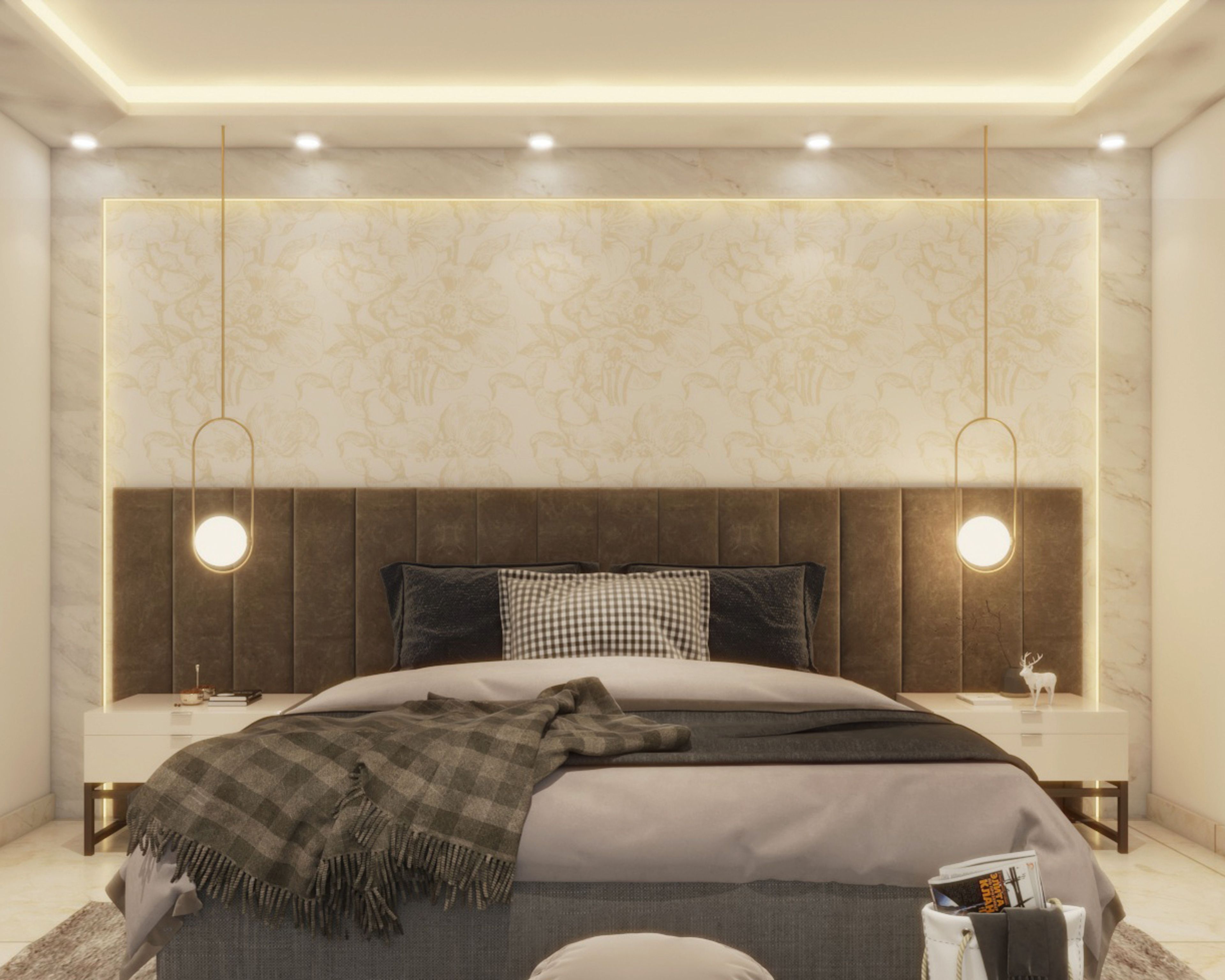 Contemporary Spacious Master Bedroom Design With Strip Lights