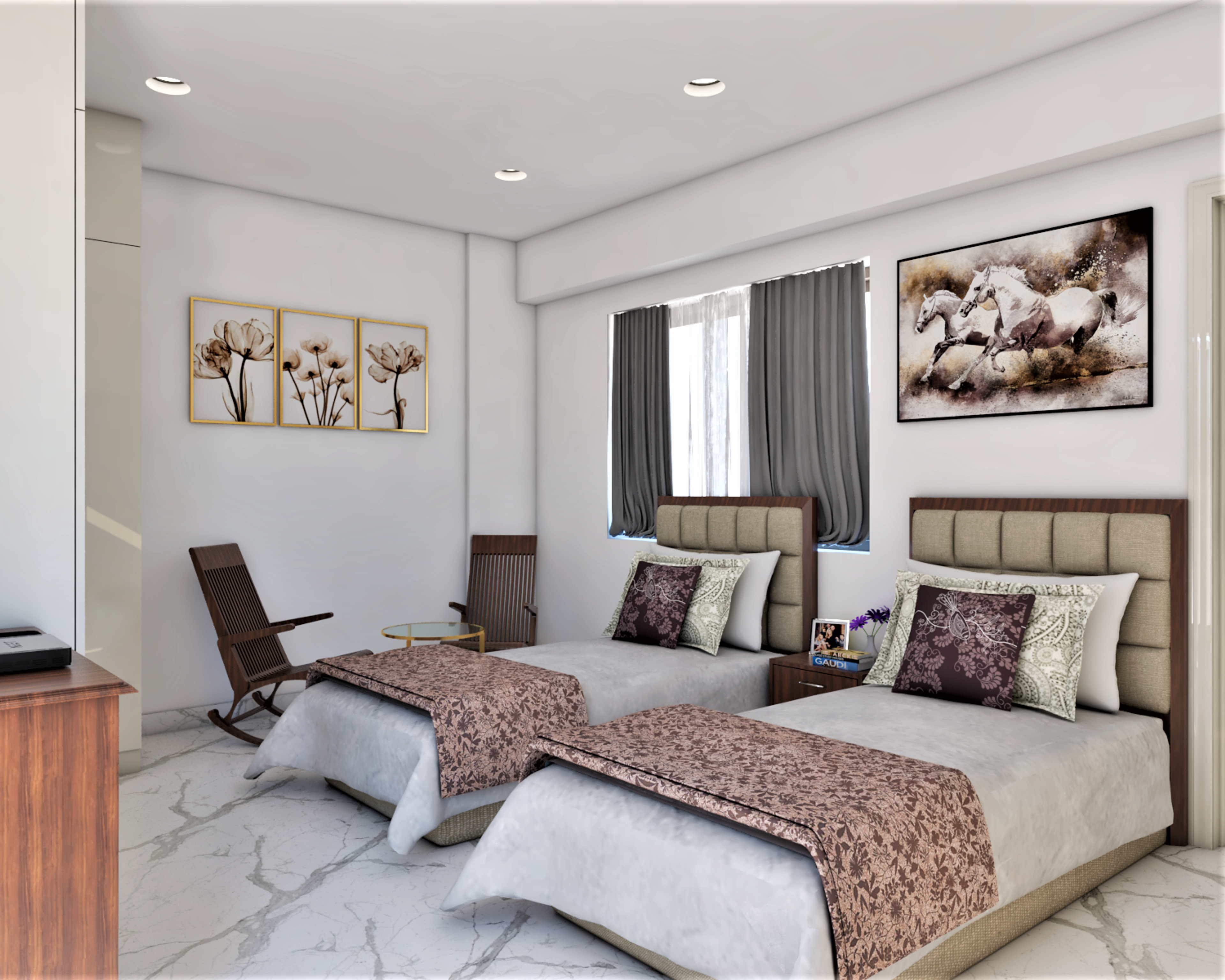 Spacious Master Bedroom Design With Strip Lightings