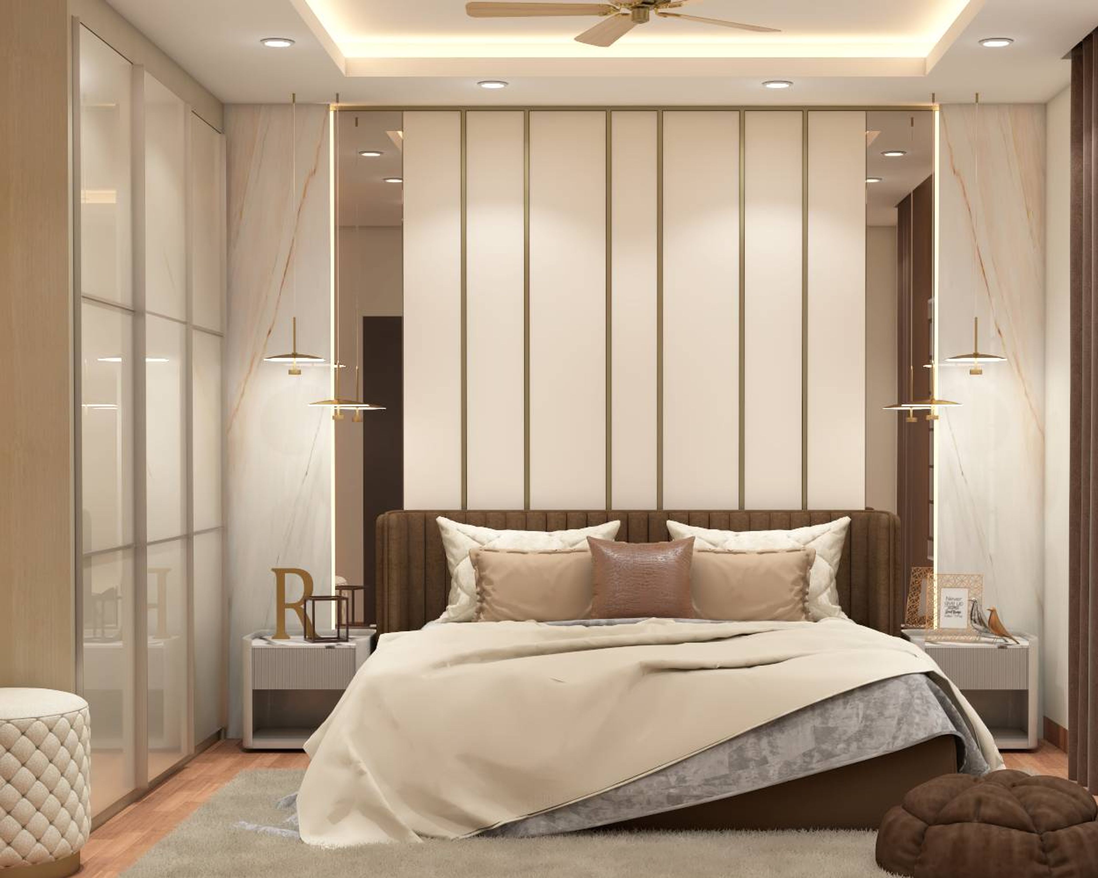 Contemporary Master Bedroom With Sliding Wardrobe Design