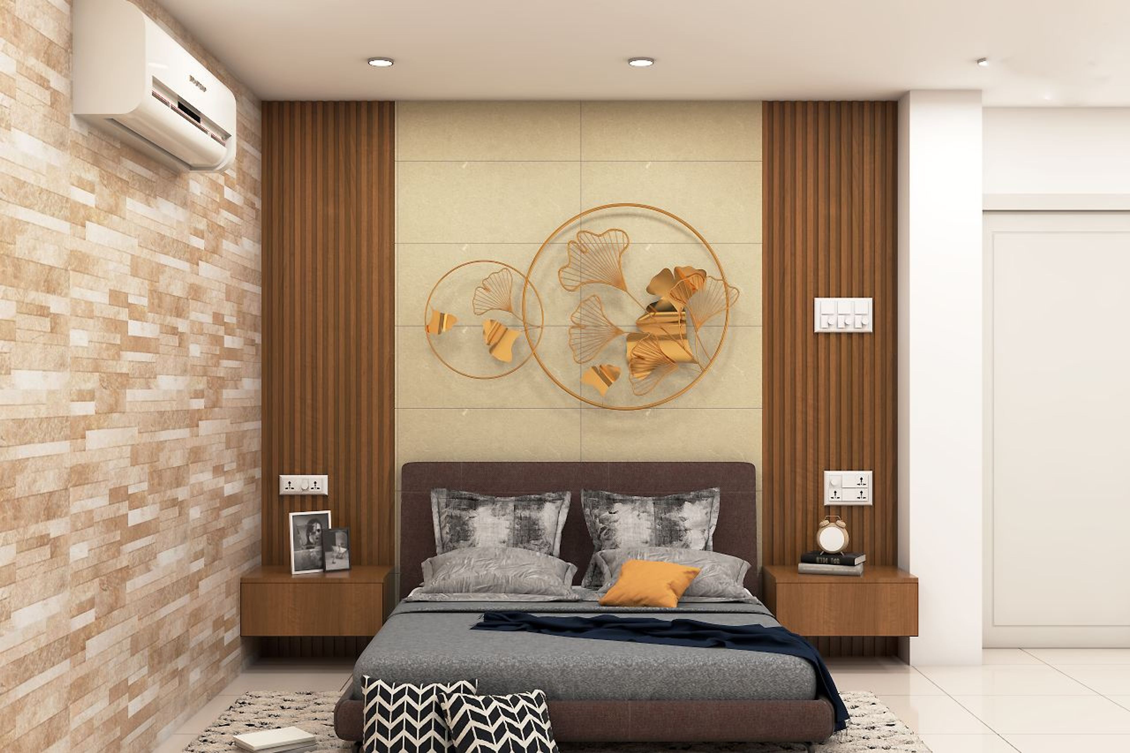 Contemporary Master Bedroom Design With Wooden Repears