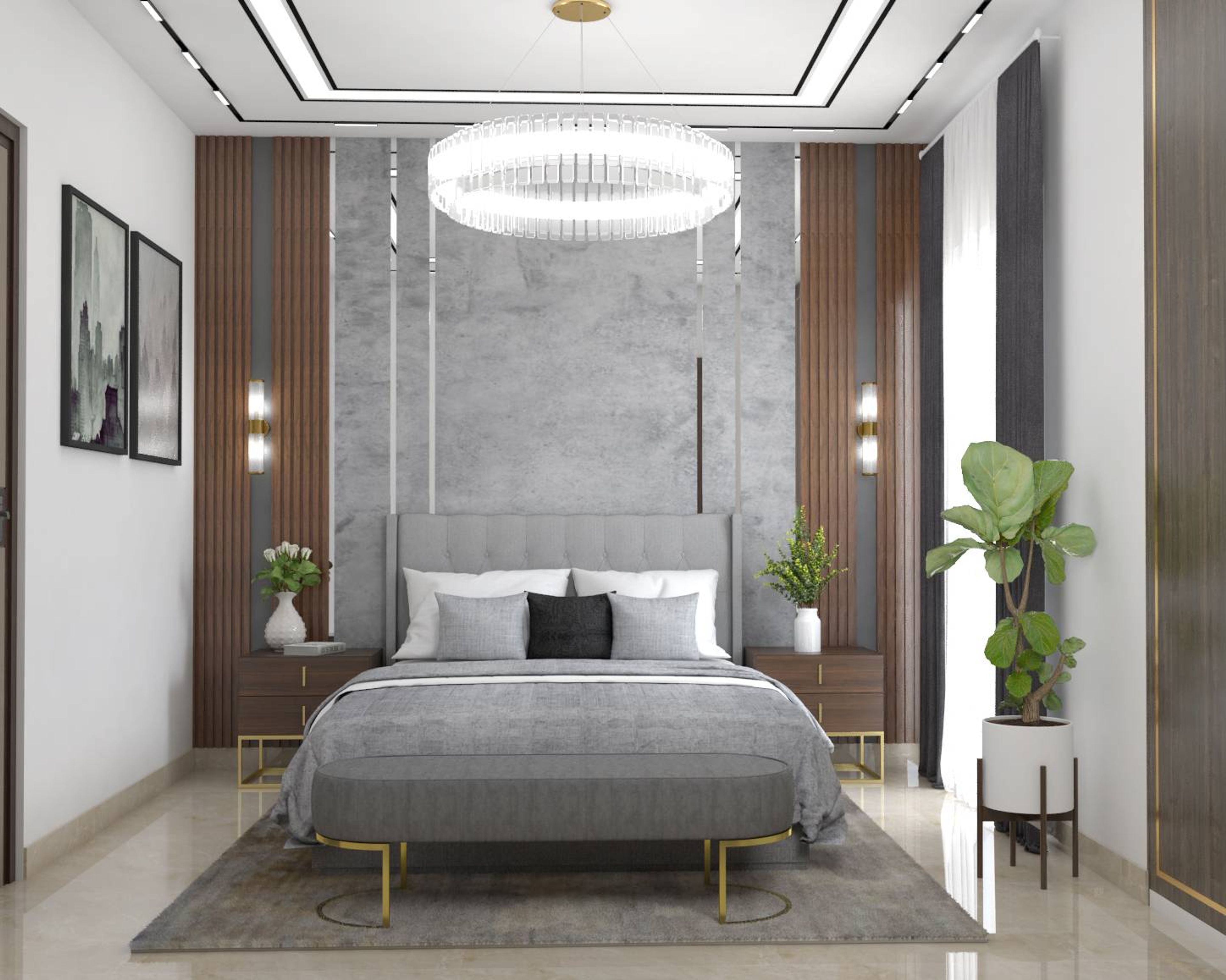 Contemporary Master Bedroom Design In Grey