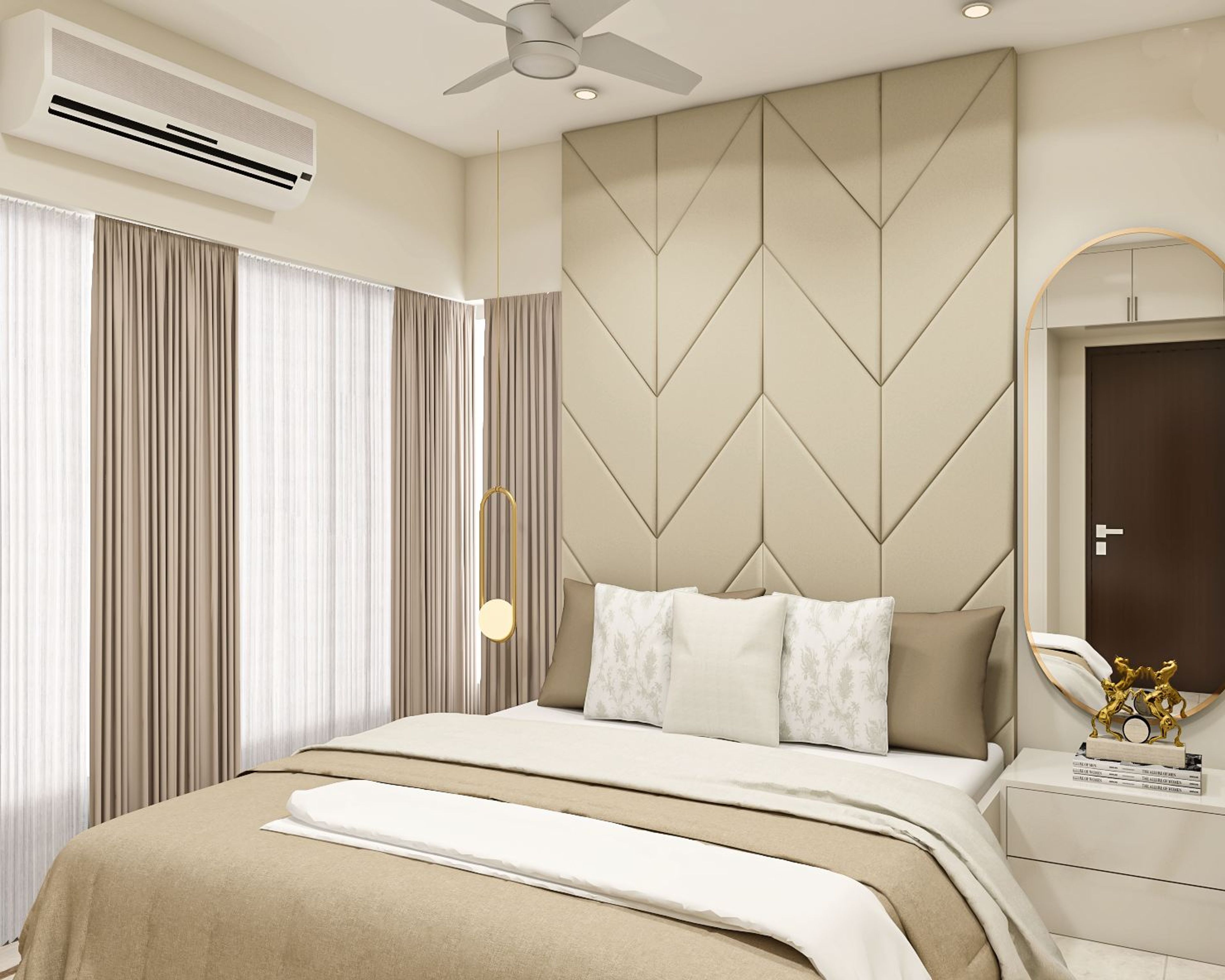 Neutral Spacious Modern Master Bedroom Design