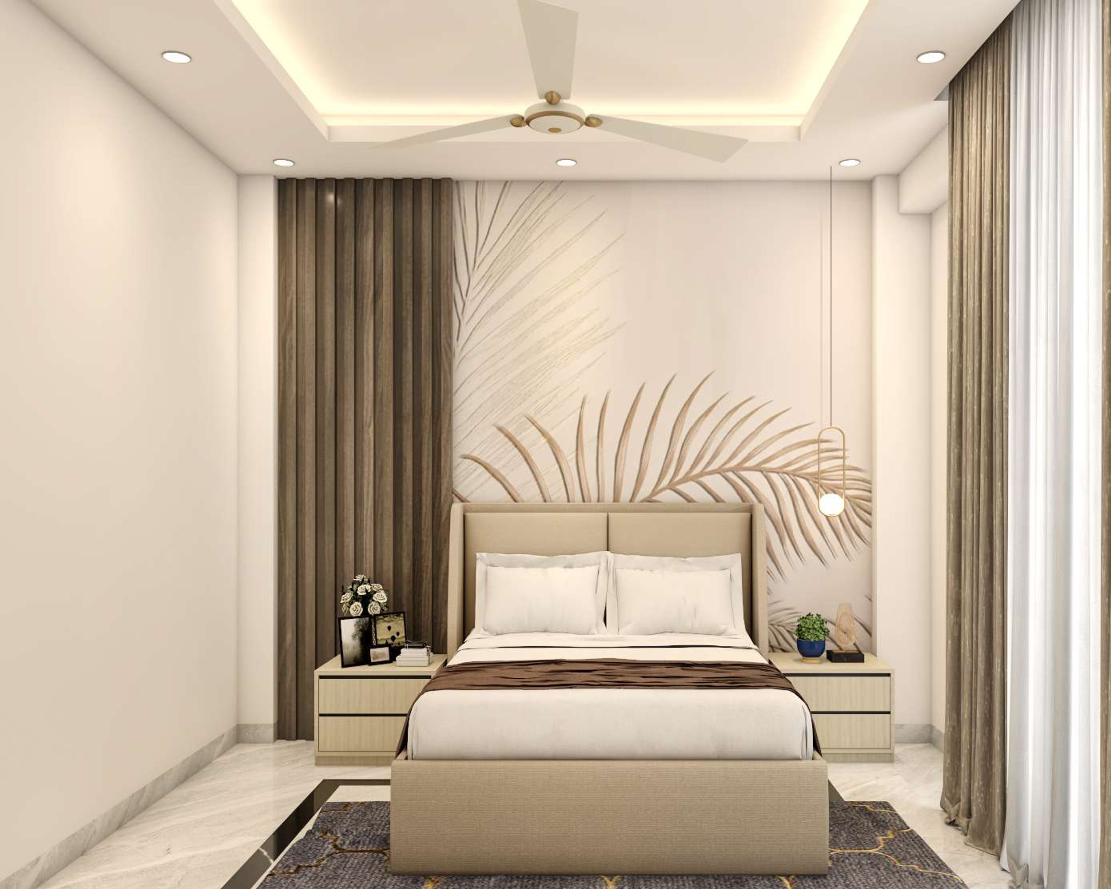 Modern Master Bedroom Design With Wooden Reapers