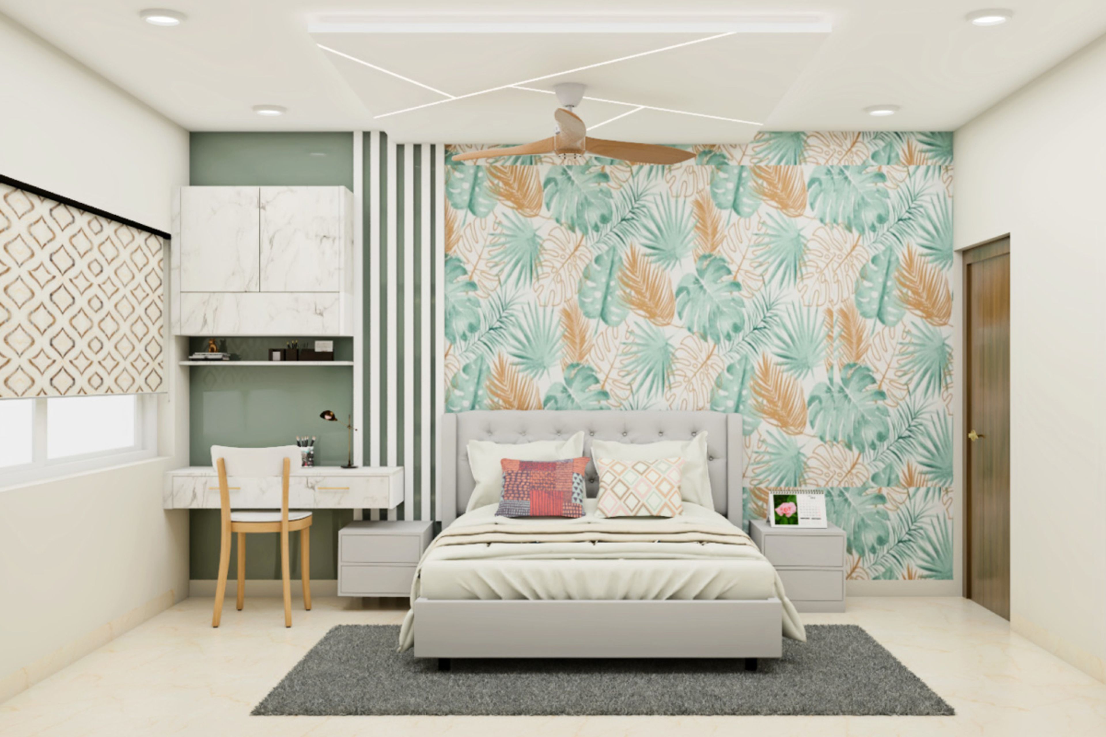 Modern Master Bedroom Design With Study Unit