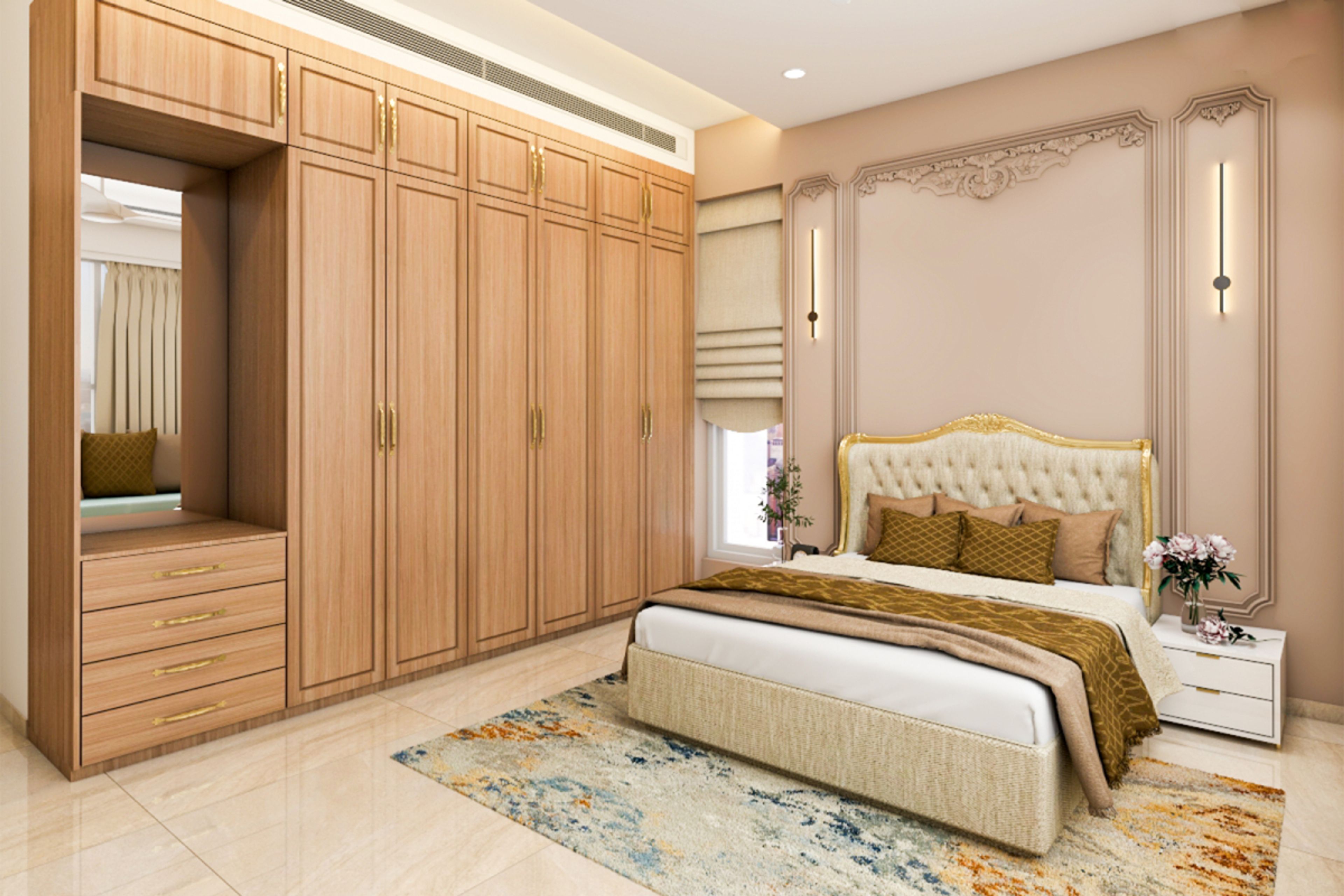 Classic Master Bedroom Design With Wall Trims