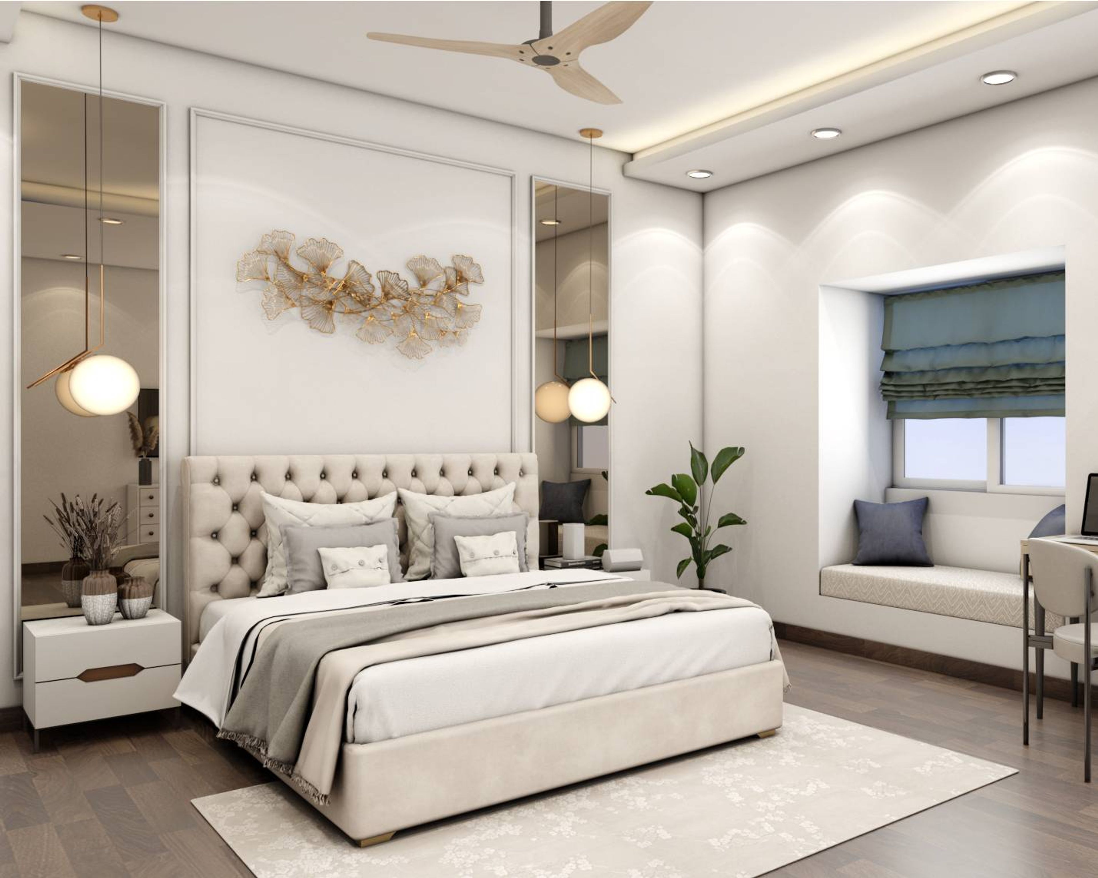 Classic Spacious Master Bedroom Design With Subtle Colour Palette