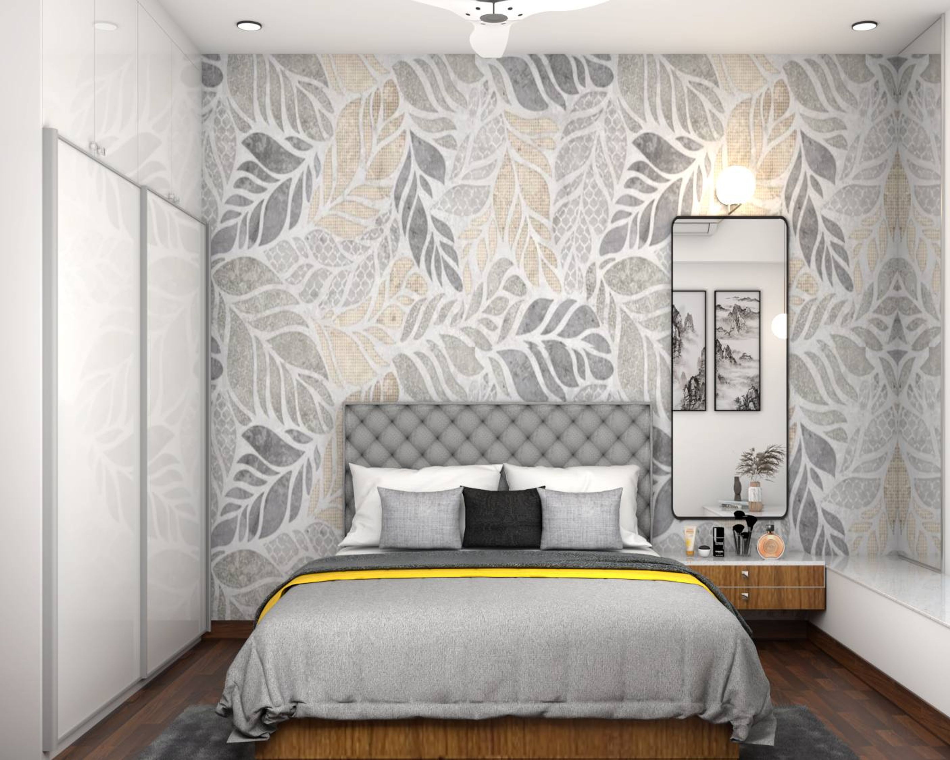 Grey And White Modern Master Bedroom Design