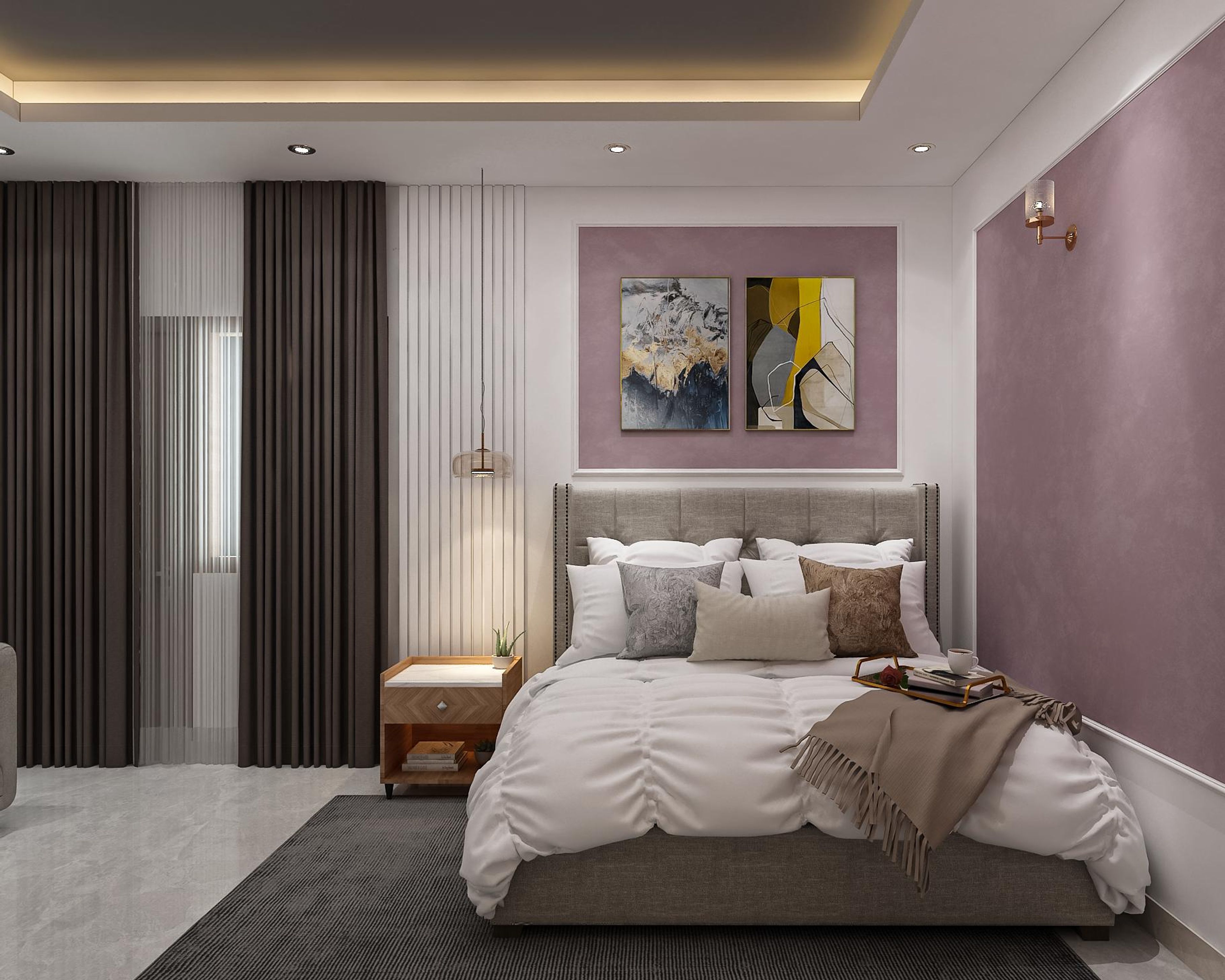 Contemporary Master Bedroom Design With Beige Bed